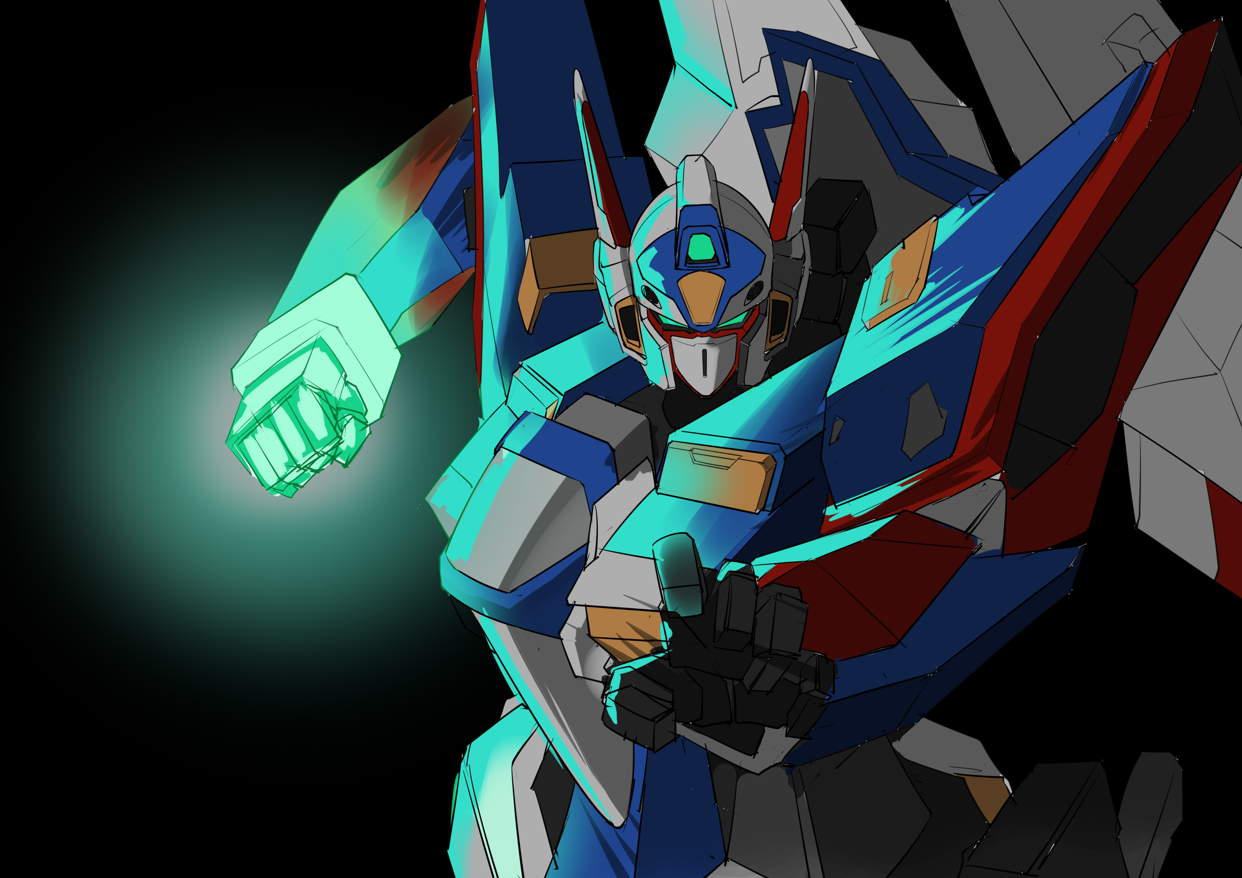 R 1 Anime Mechs Super Robot Wars Artwork Digital Art Fan Art 4093x2894