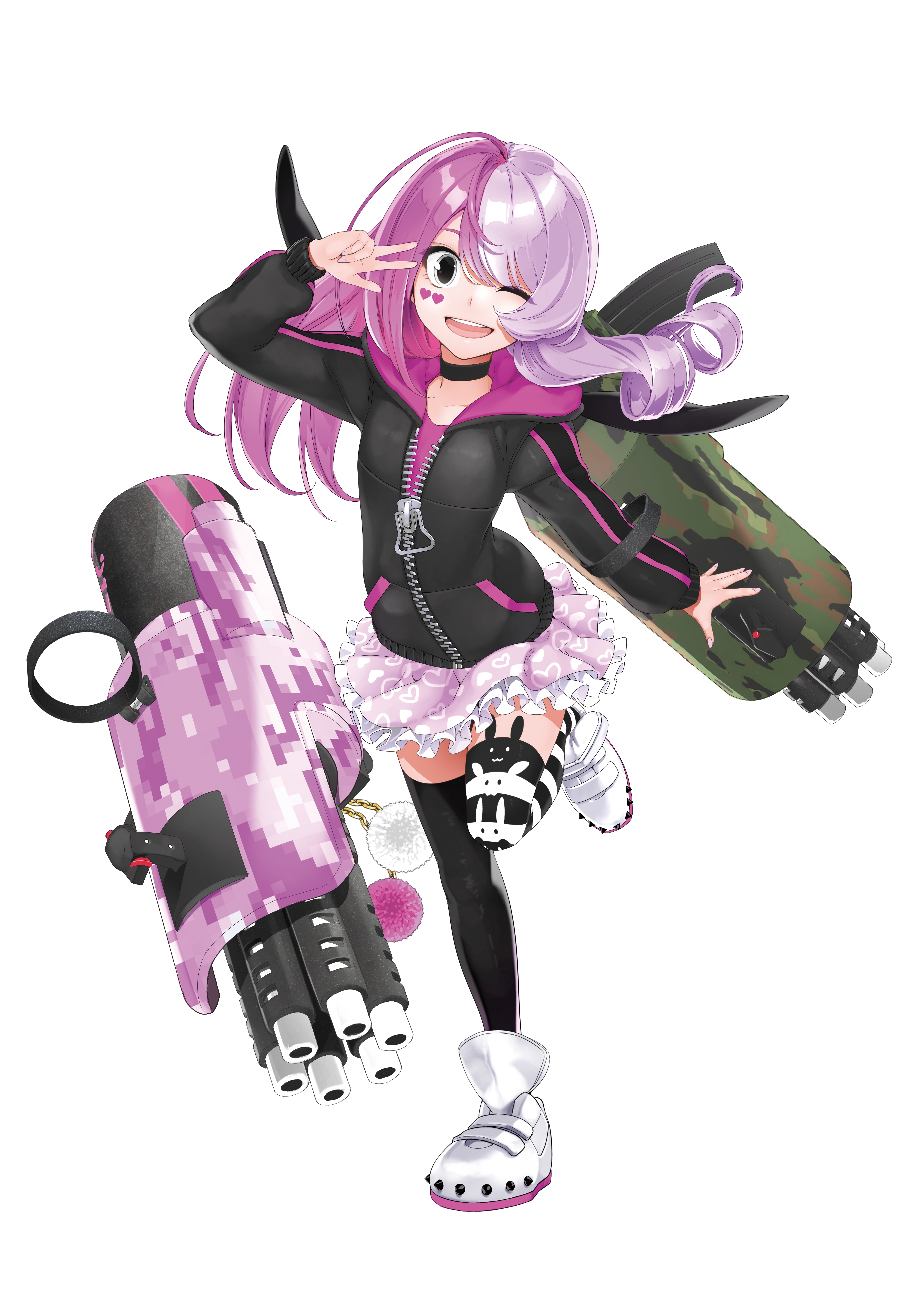 Thigh Highs Official Art Gatling Gun Weapon Anime Girls 4093x5787
