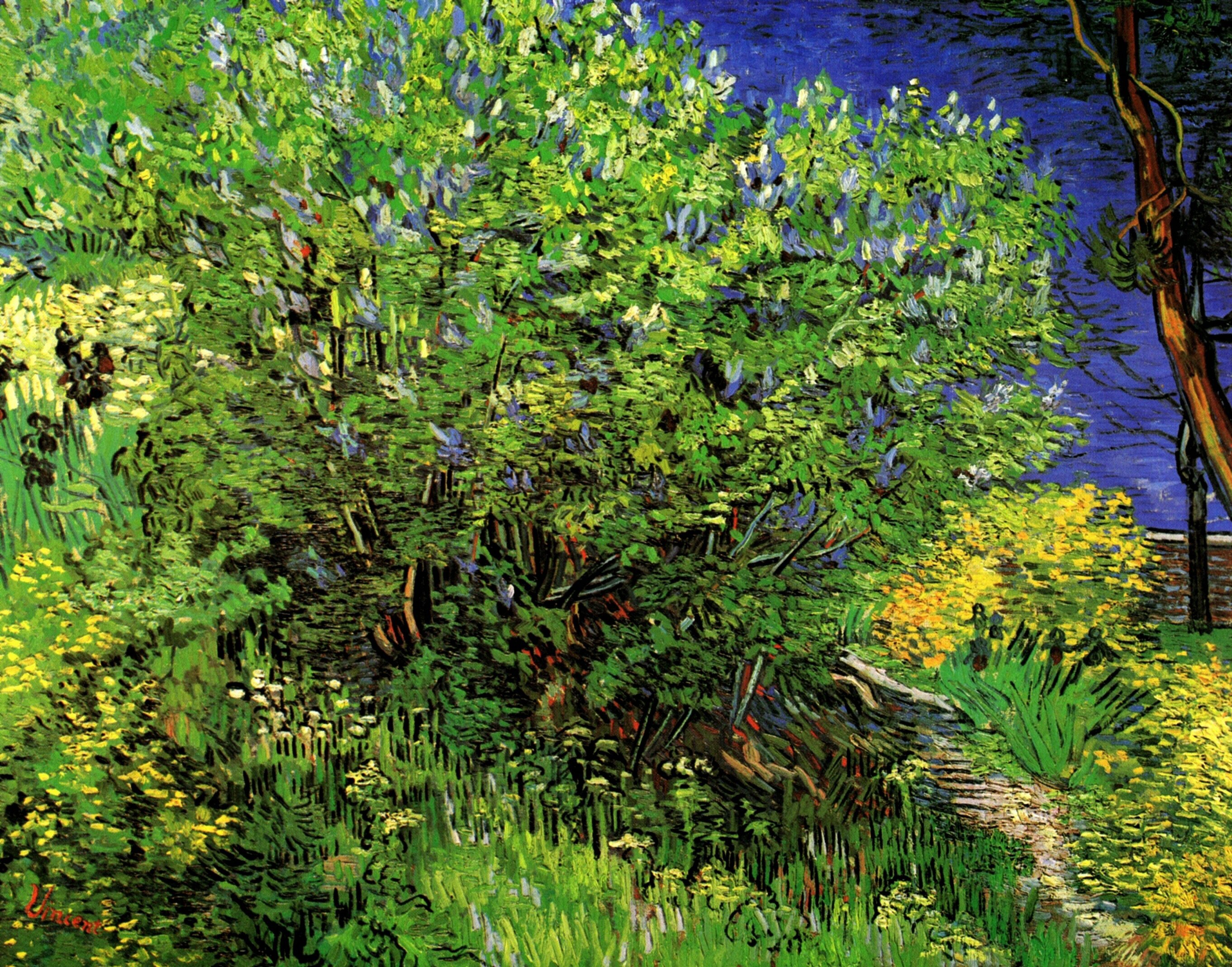 Grass Bush Lilac Painting 2723x2137