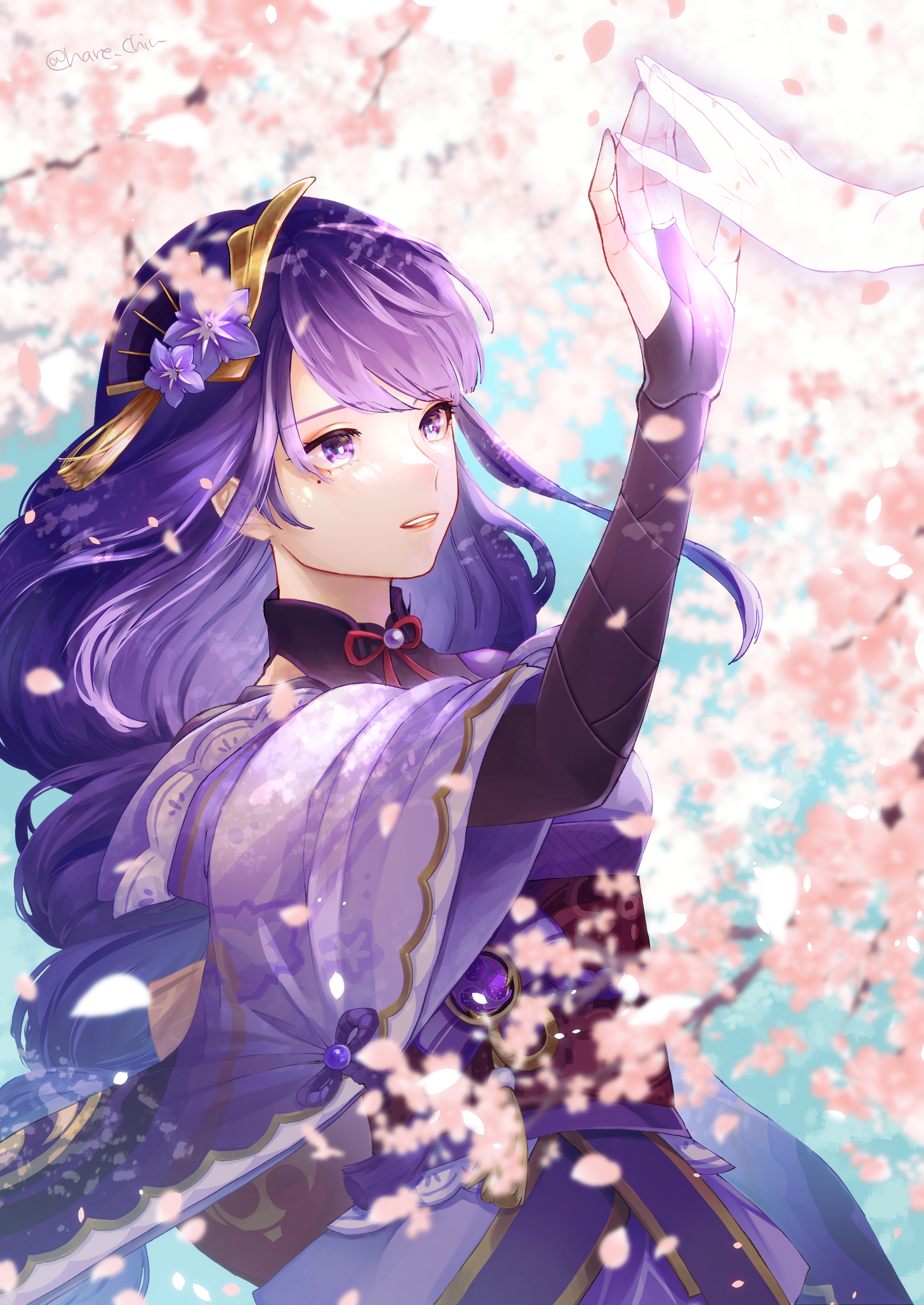 Anime Anime Girls Anime Games Genshin Impact Raiden Makoto Long Hair Purple Hair Purple Eyes Artwork 2508x3541