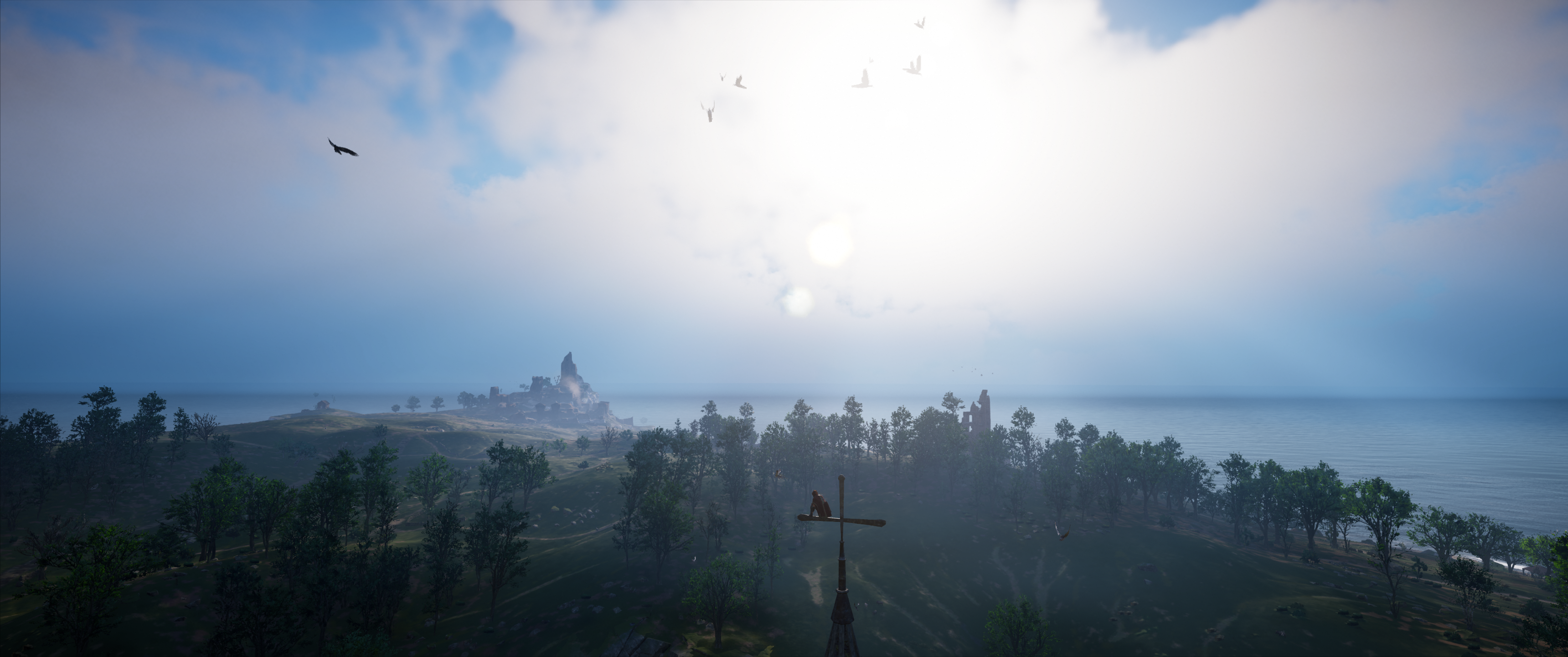 Assassins Creed Valhalla Landscape Sky Clouds Trees 3440x1440