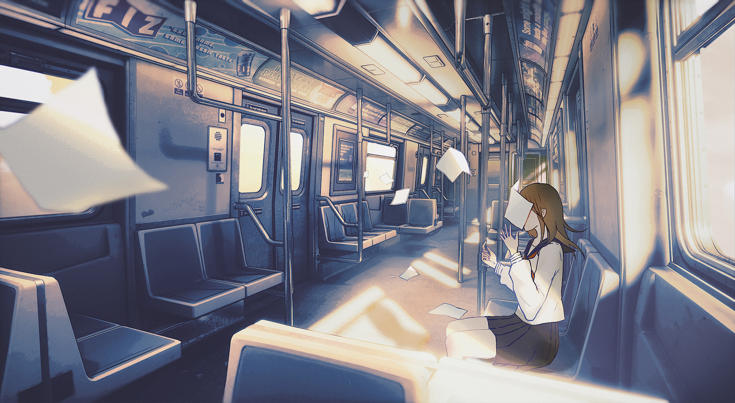 Anime Girls Train 2362x1294