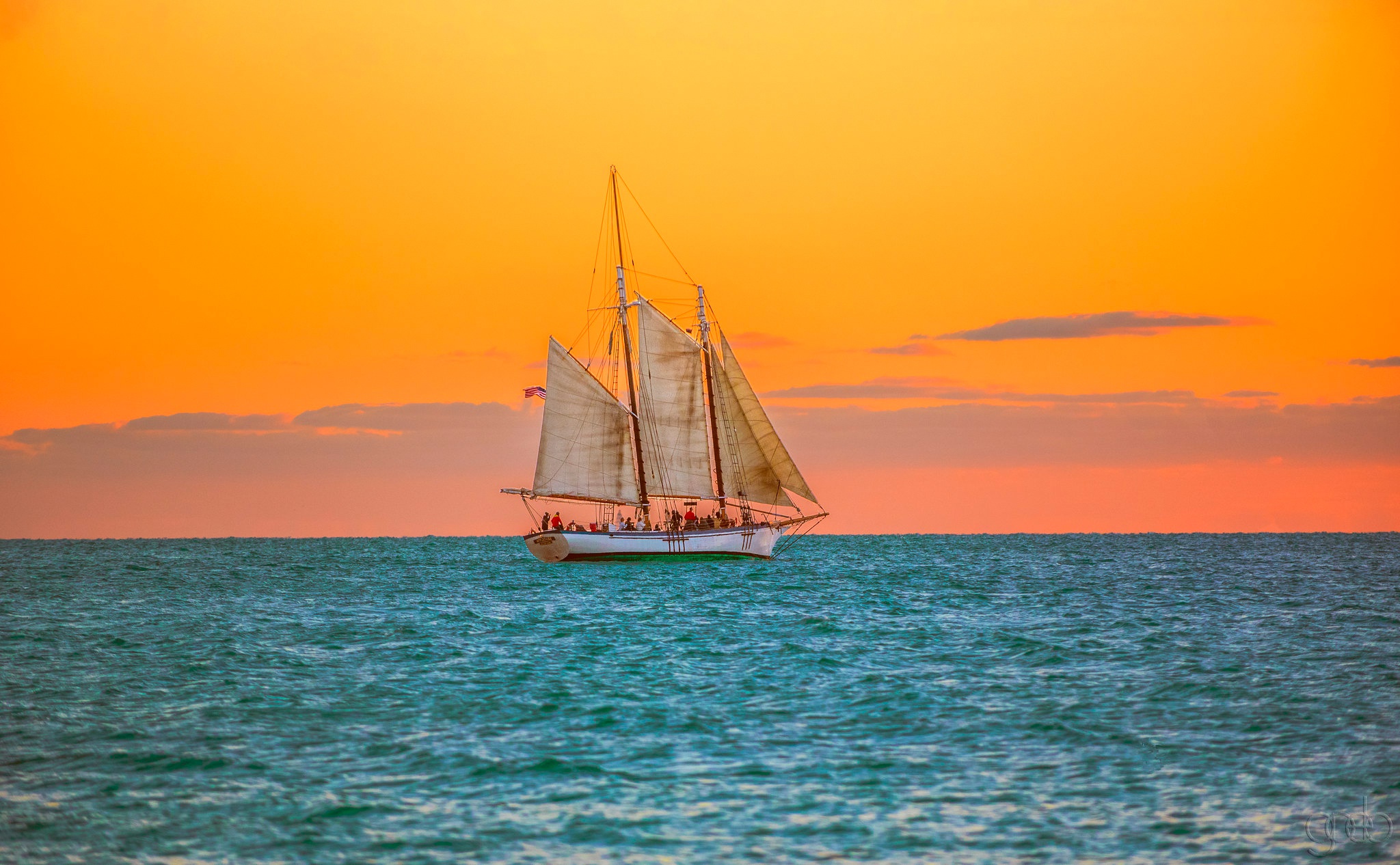 Florida Ocean Sailboat Sunset 2048x1266