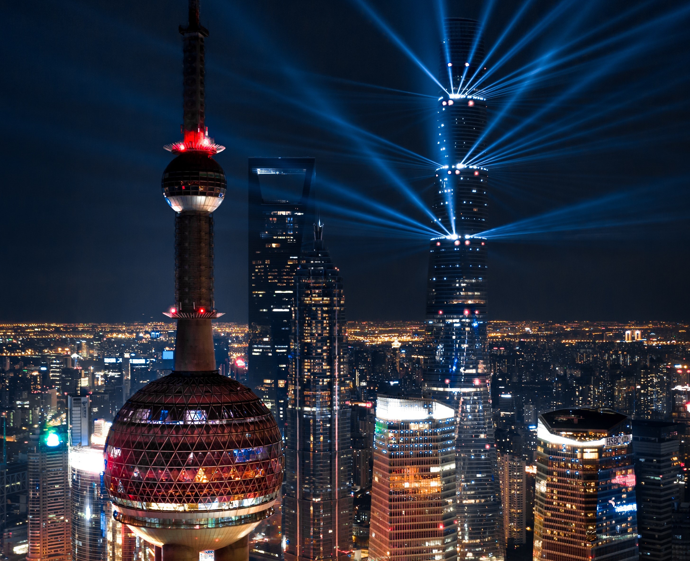 Building China City Night Shanghai Skyscraper 2912x2370