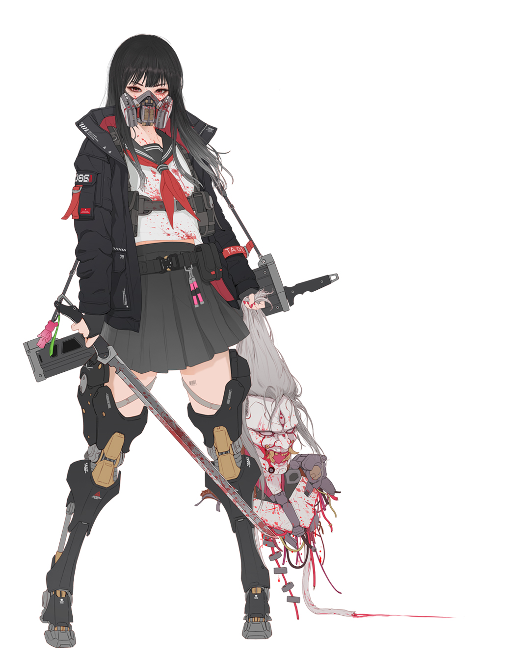 Gharliera Cyberpunk Cybernetics Anime Girls School Uniform 1080x1350
