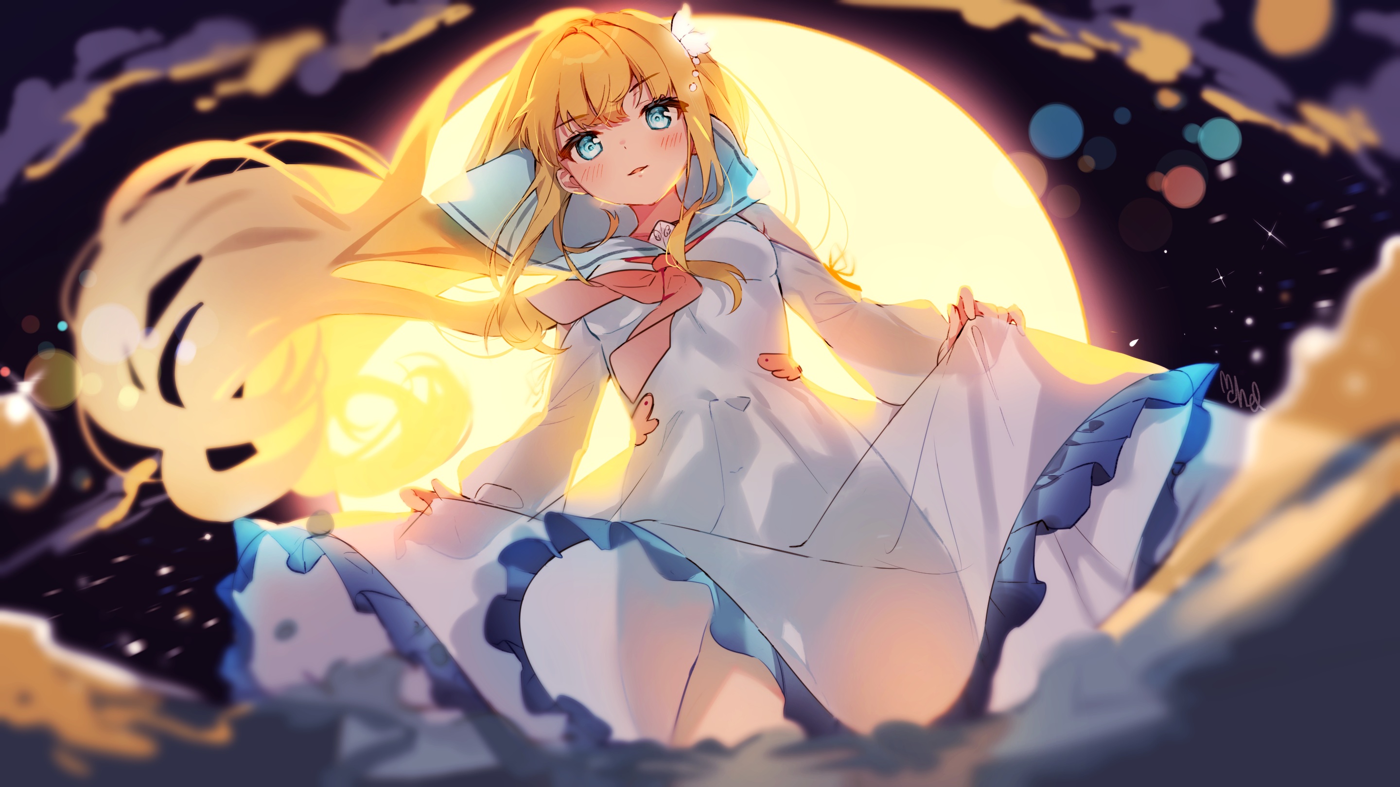 Anime Anime Girls Cheli Artwork Blonde Blue Eyes Dress 2880x1620