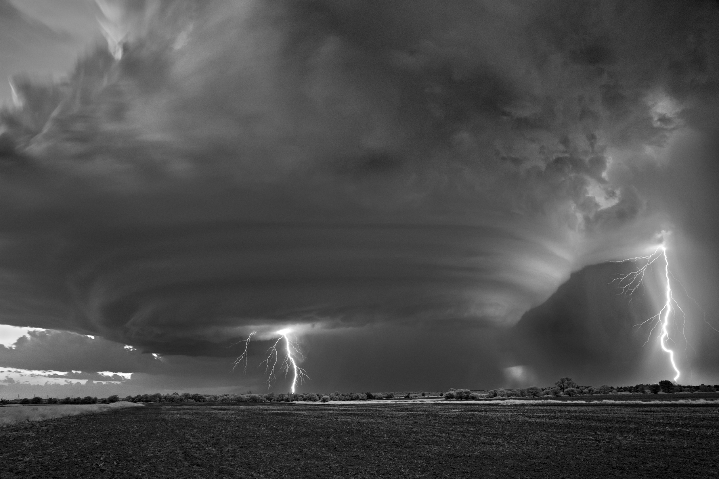 Photography Monochrome Storm Tornado Field Lightning Long Exposure Mitch Dobrowner Nature Supercell  2500x1666