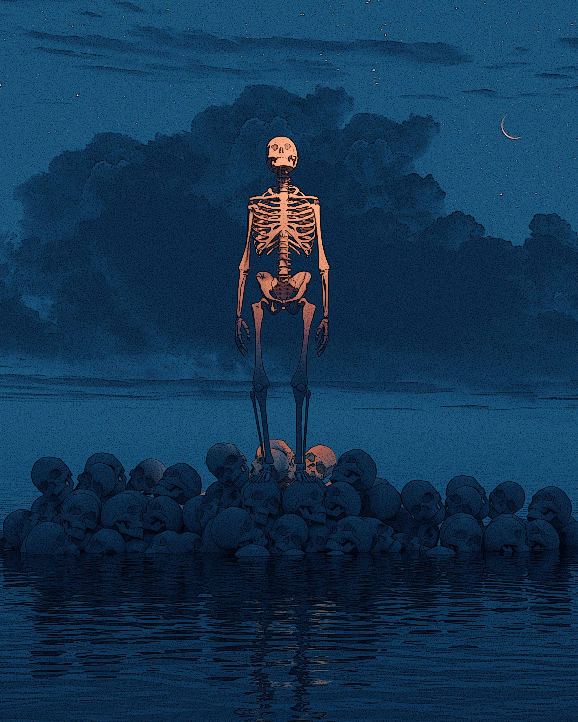 Artwork Digital Art Night Skeleton Bones 2000x2500
