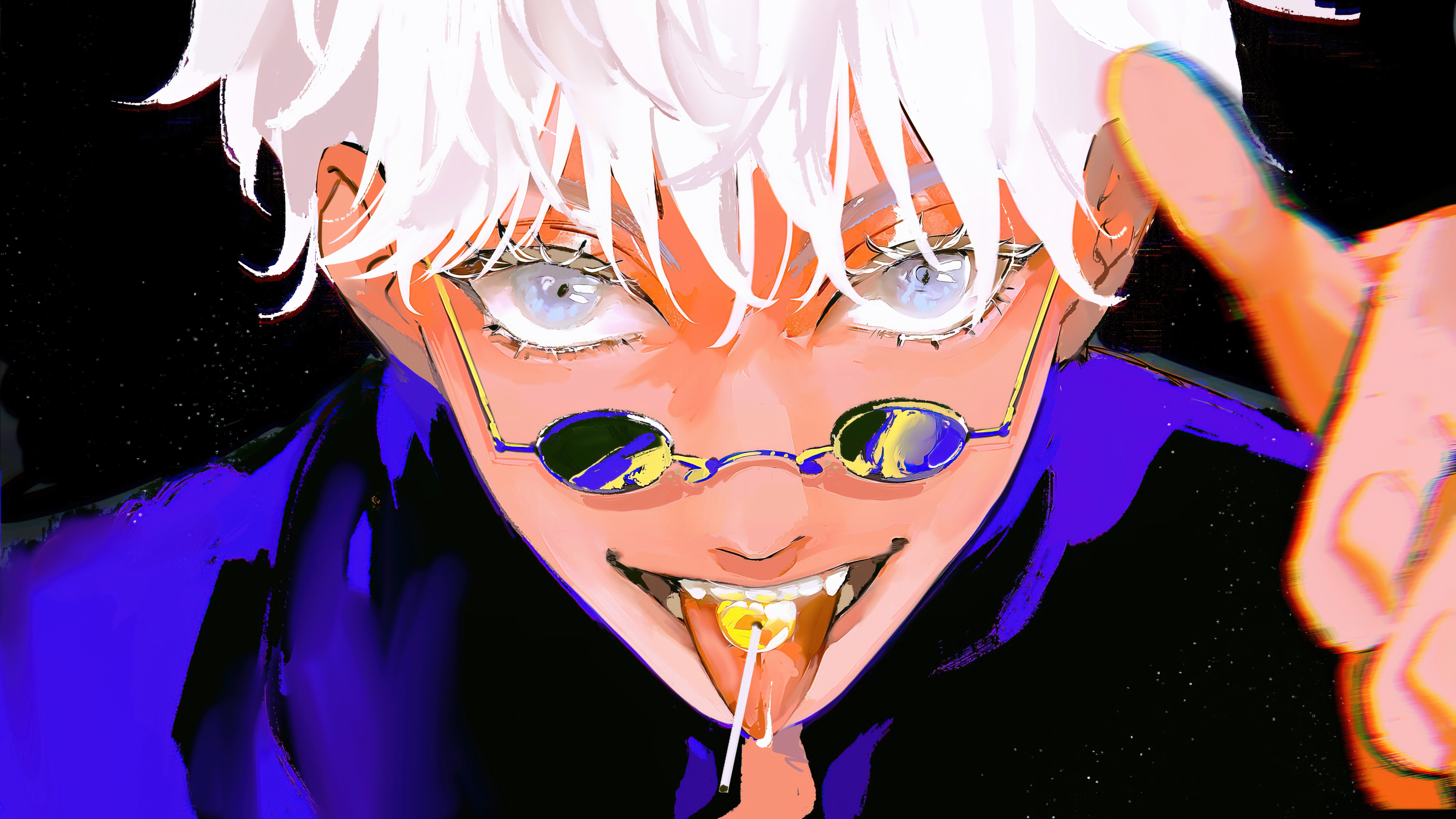 Satoru Gojo White Hair Blue Eyes Boy Glasses 3840x2160