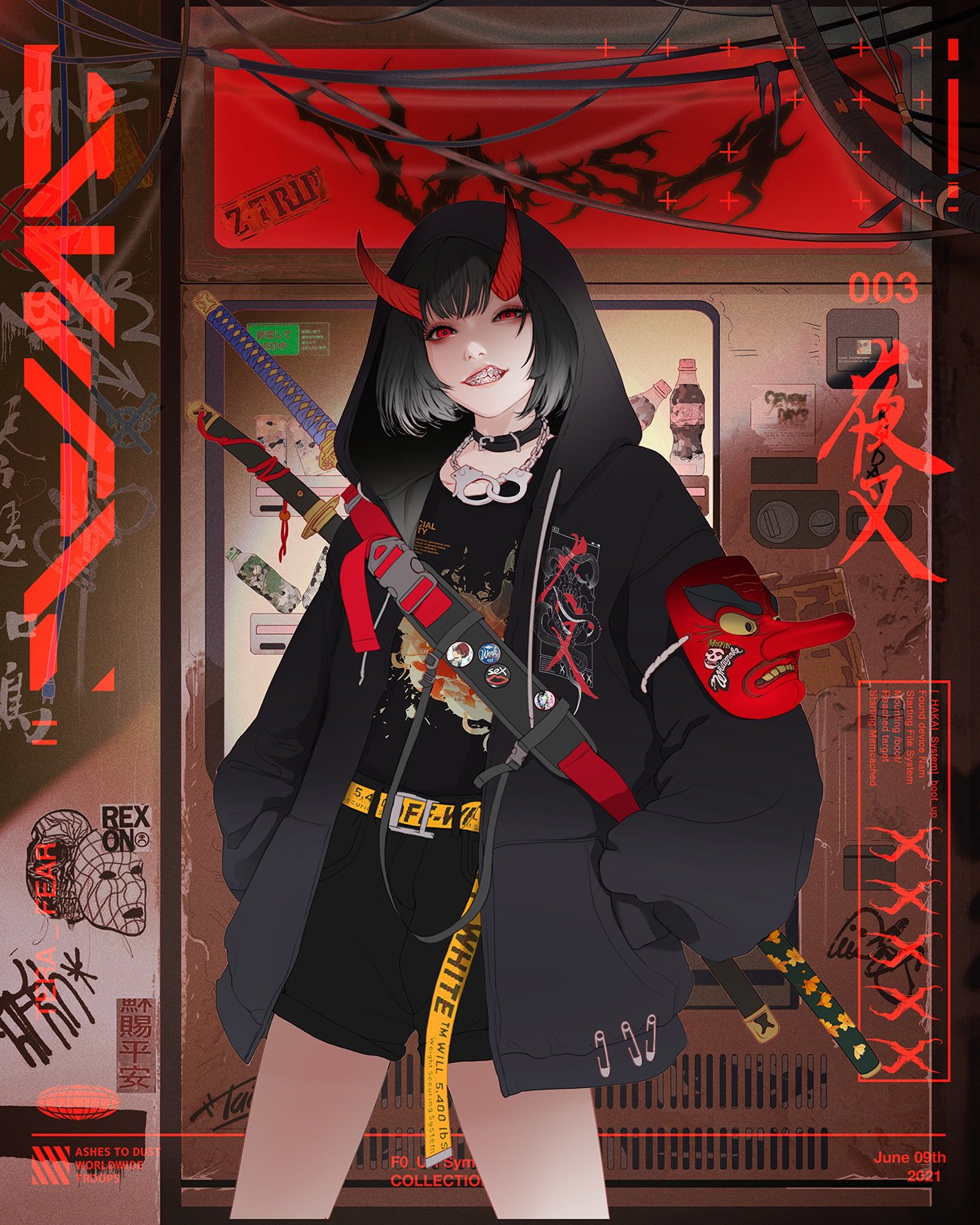 Gharliera Cyberpunk Cybernetics Anime Girls School Uniform 1300x1625