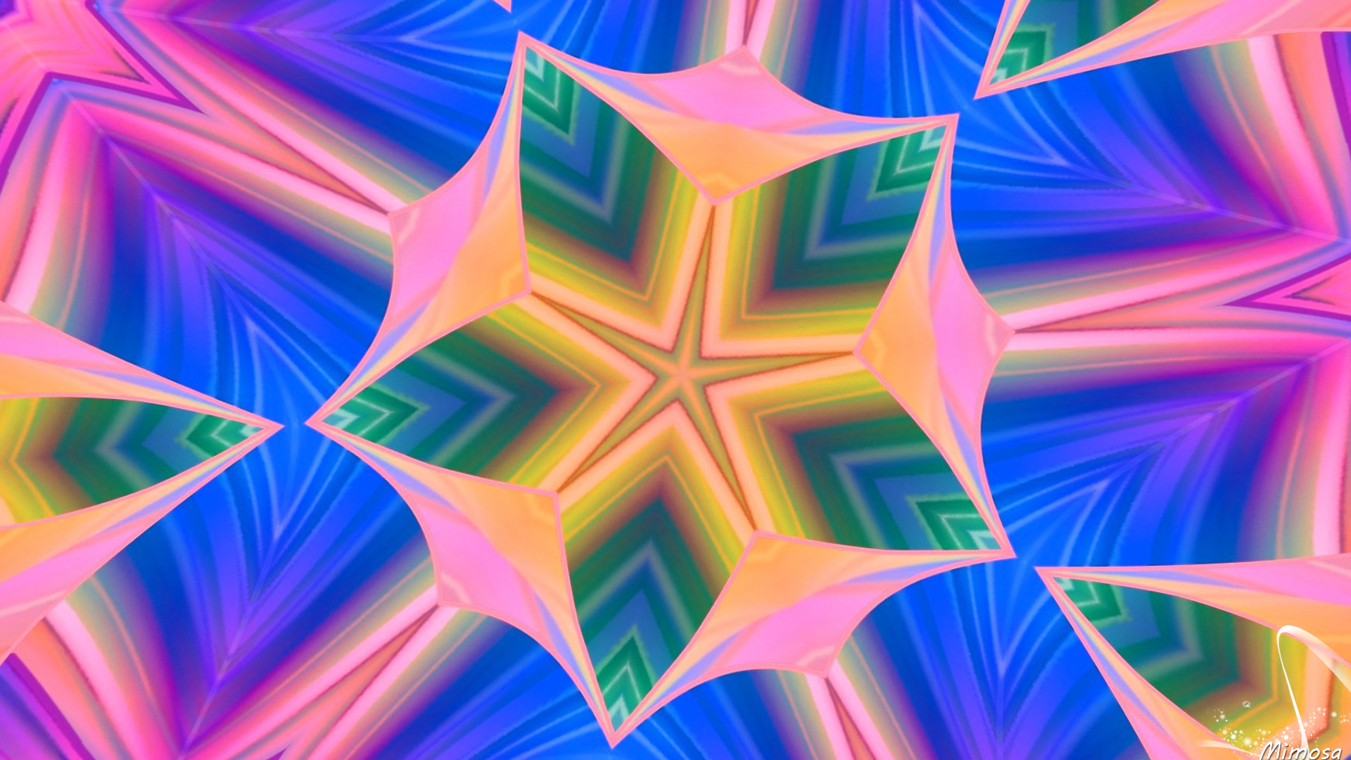 Colors Pattern Pink Blue Star 1920x1080