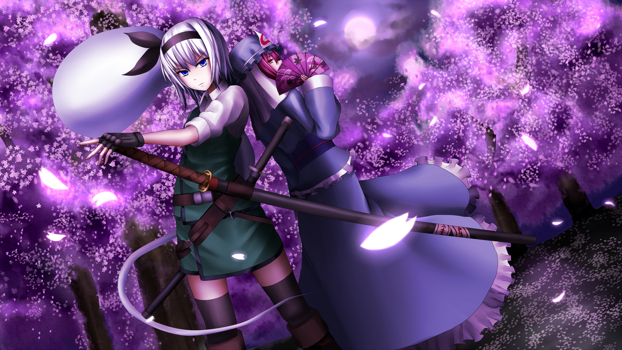 Youmu Konpaku Yuyuko Saigyouji 2000x1125