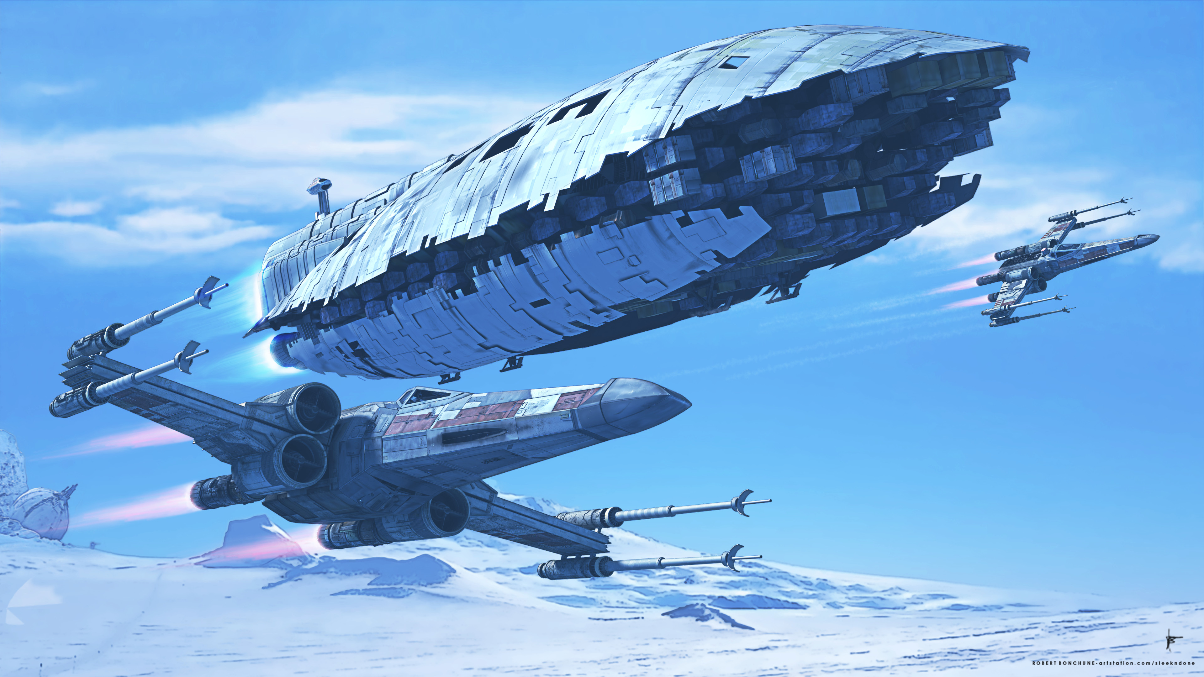 Robert Bonchune Artwork Science Fiction Star Wars X Wing Star Wars Ships 3840x2160