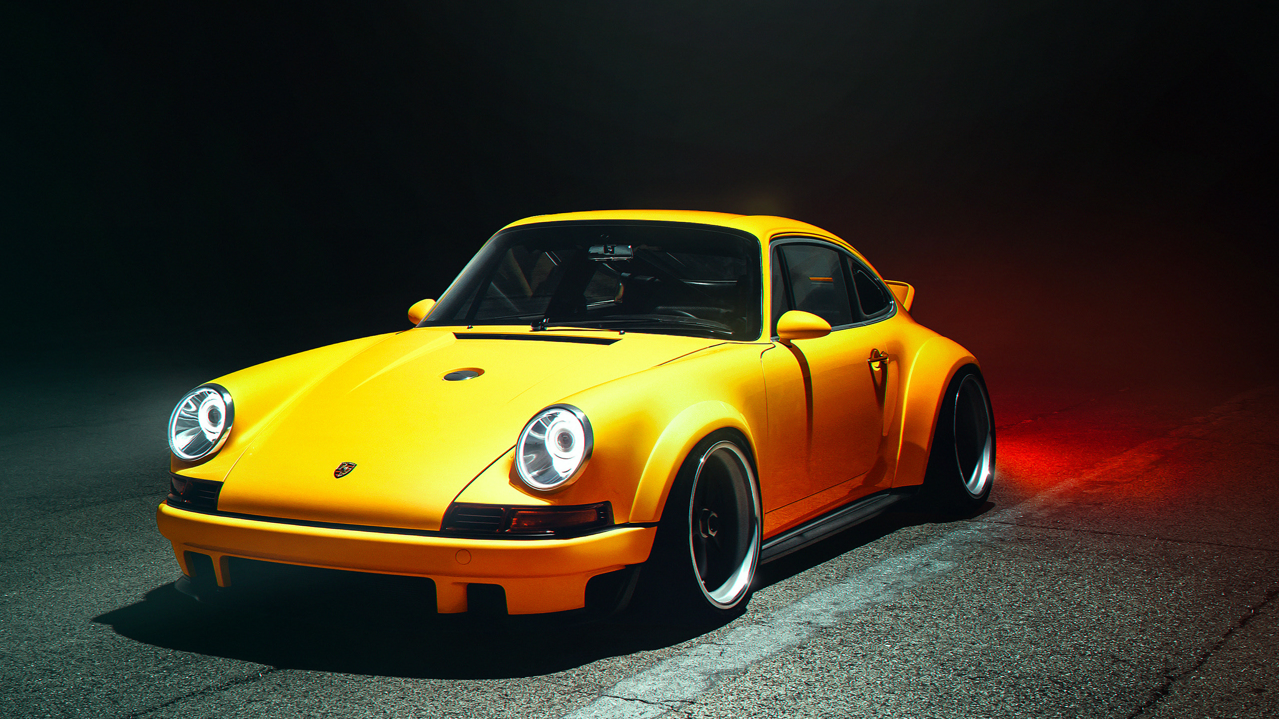 Car Automotive Porsche Porsche 911 German Cars Yellow Cars Night 2560x1440