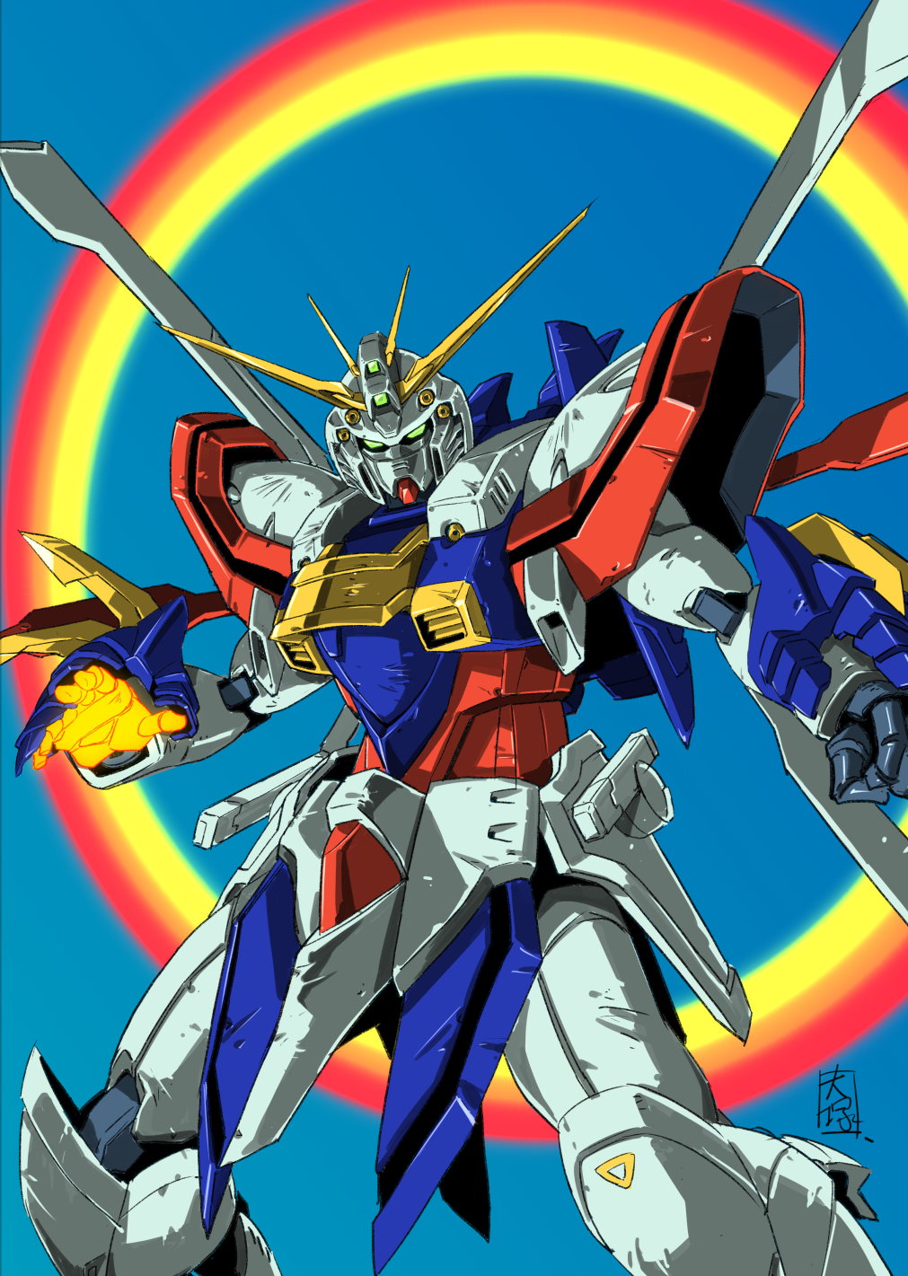 Anime Mech Gundam Mobile Fighter G Gundam God Gundam Artwork Digital Art Fan Art 1011x1421