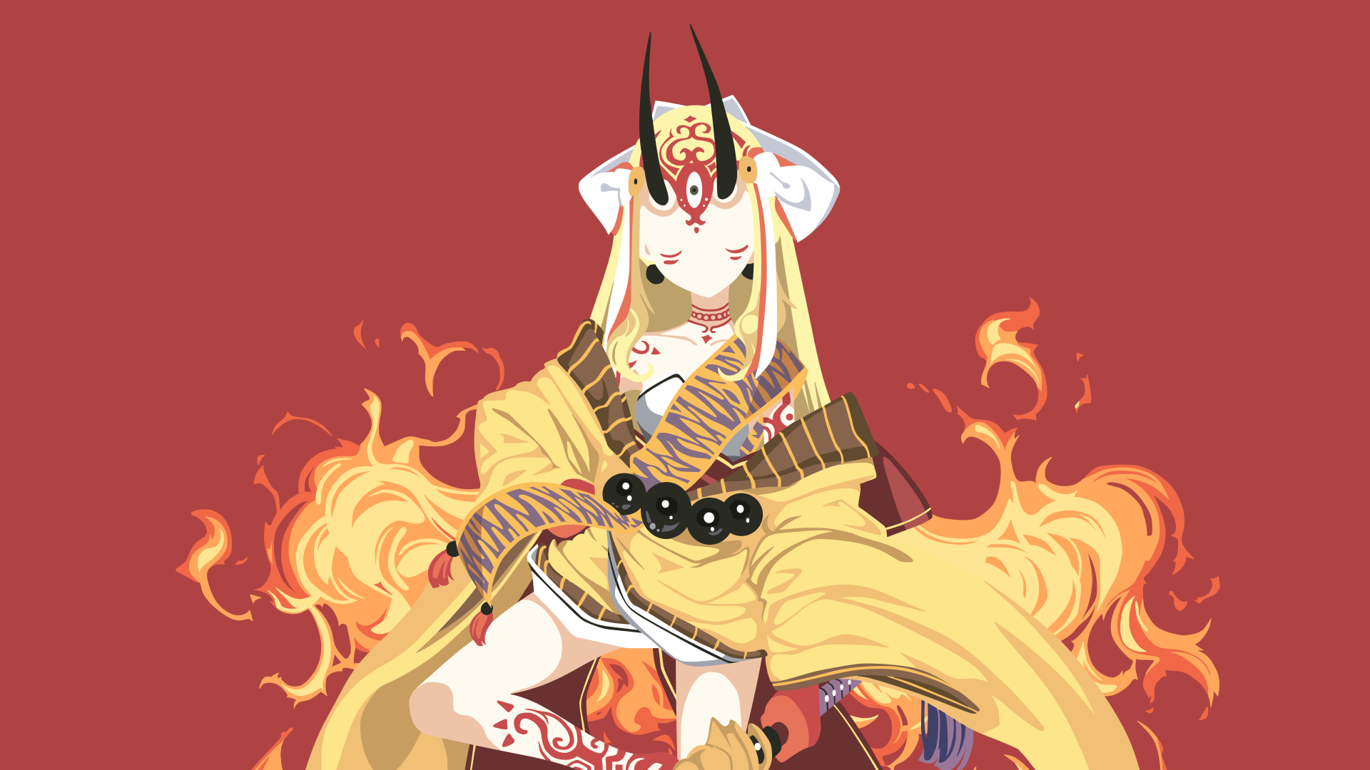Berserker Fate Grand Order Ibaraki D Ji Minimalist Oni Onigashima 1920x1080