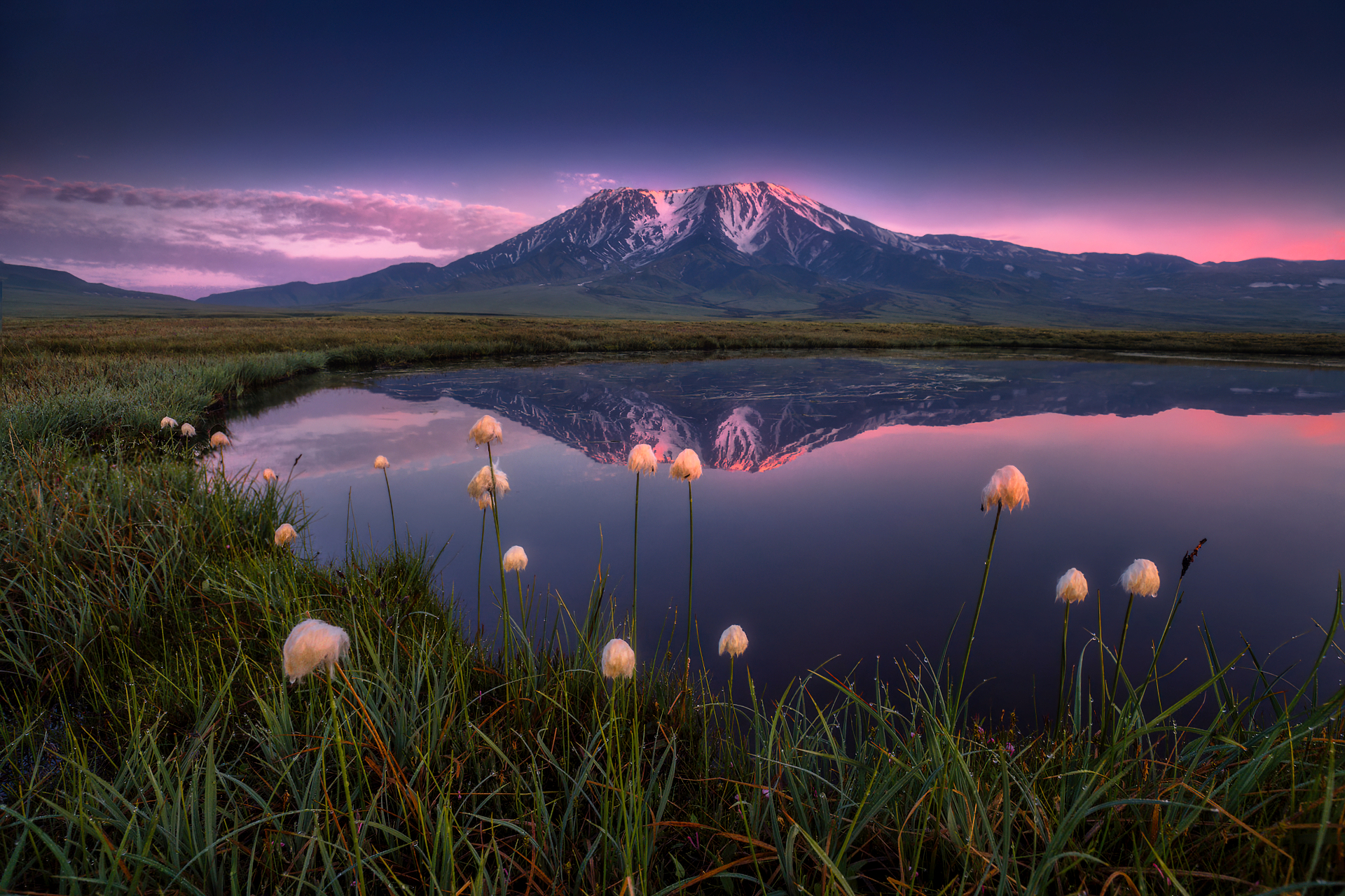 Flowers Grass Water Mountains Landscape Nature Photography Night Outdoors 1920x1280
