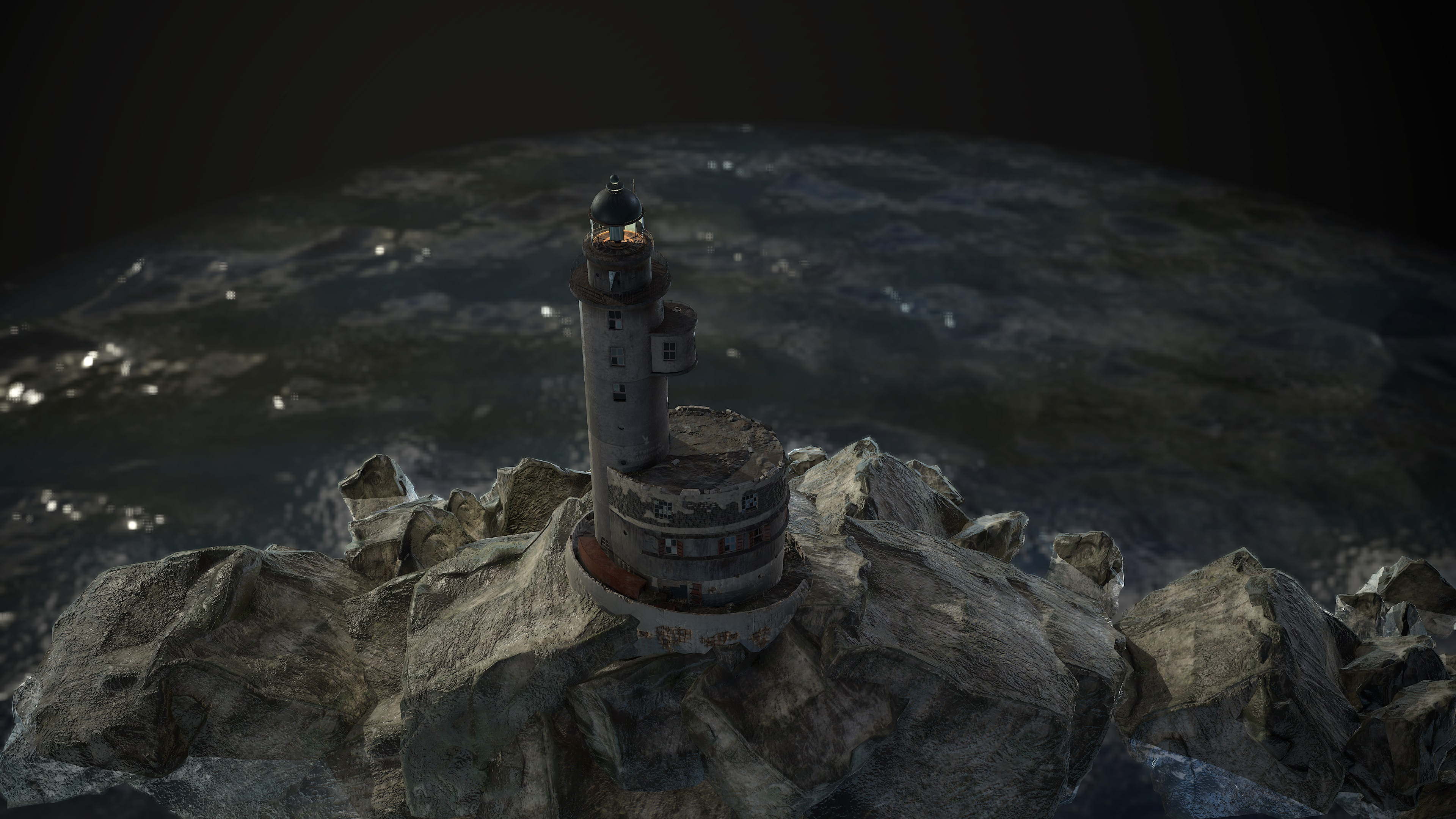 Dani Hardo Landscape Digital Art Lighthouse Rocks Sea Structure Mountains ArtStation 3840x2160