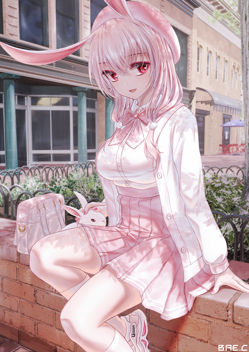 Anime Anime Girls Digital Art Artwork 2D Portrait Display Vertical Bae C Bunny Girl Red Eyes Pink Ha 1000x1414