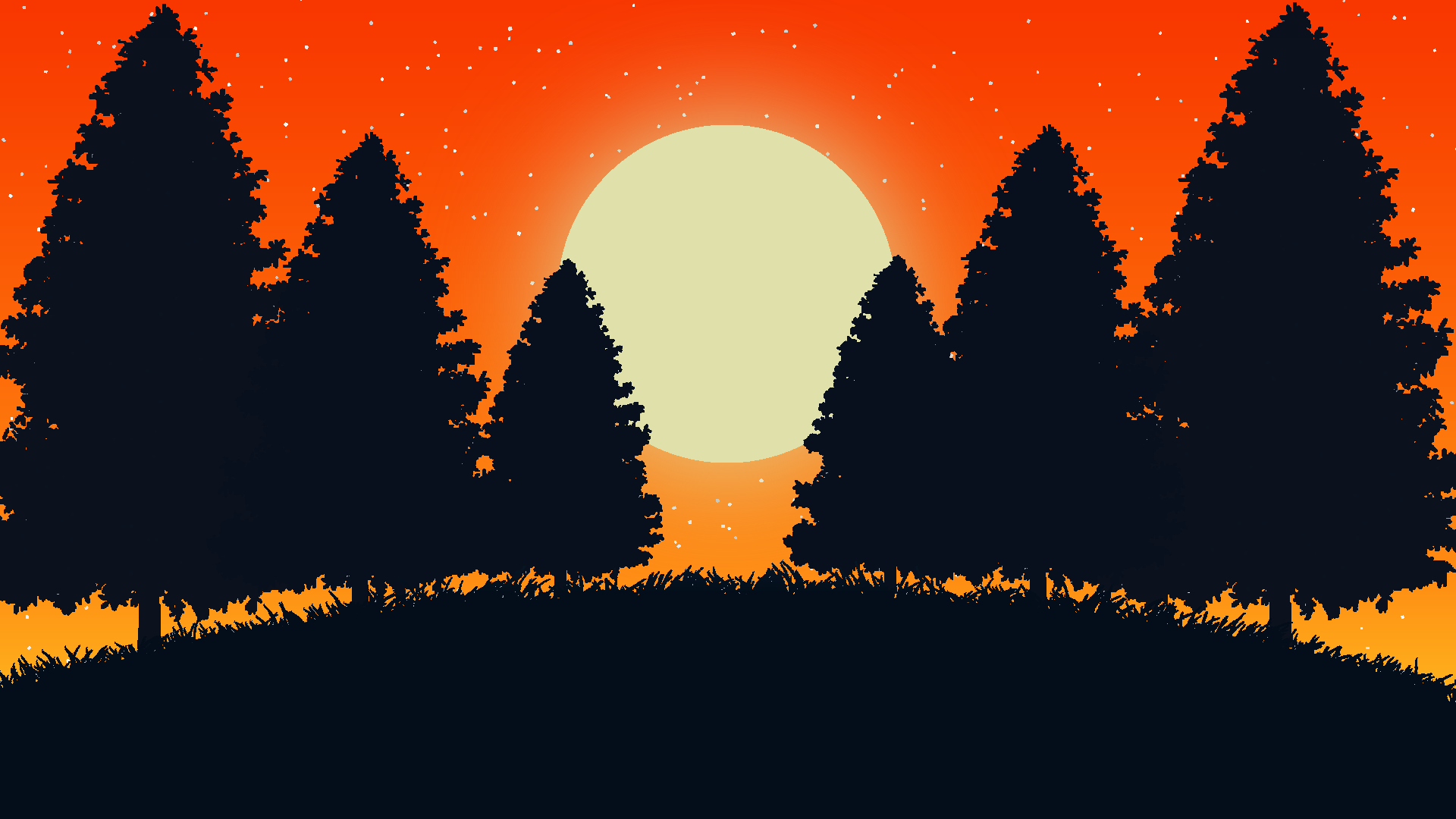 Evening Night Forest Nature Glowing 1920x1080