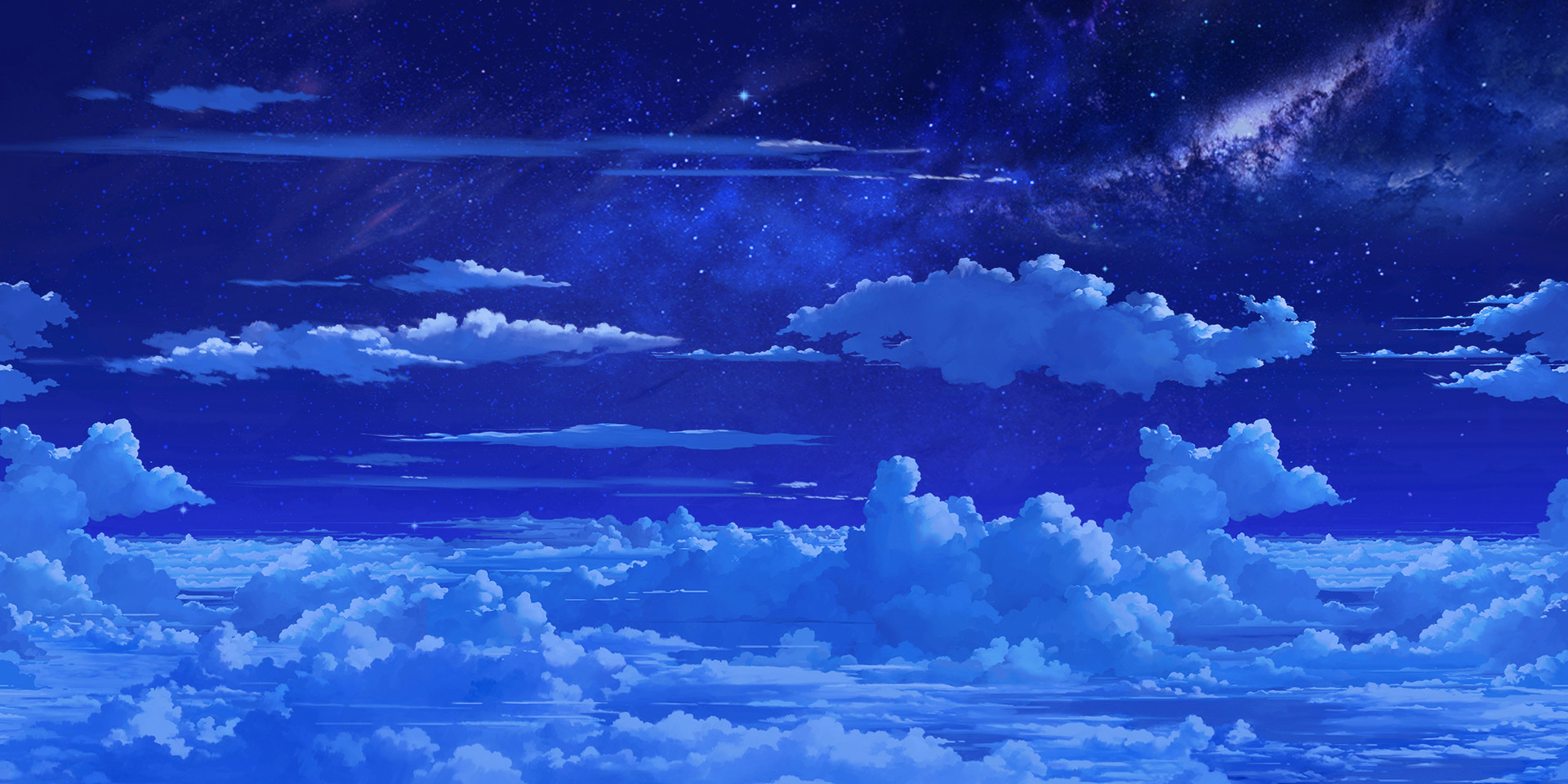 Liuying JP Digital Art Fantasy Art Clouds Night Sky Landscape Starry Night Night 1920x960