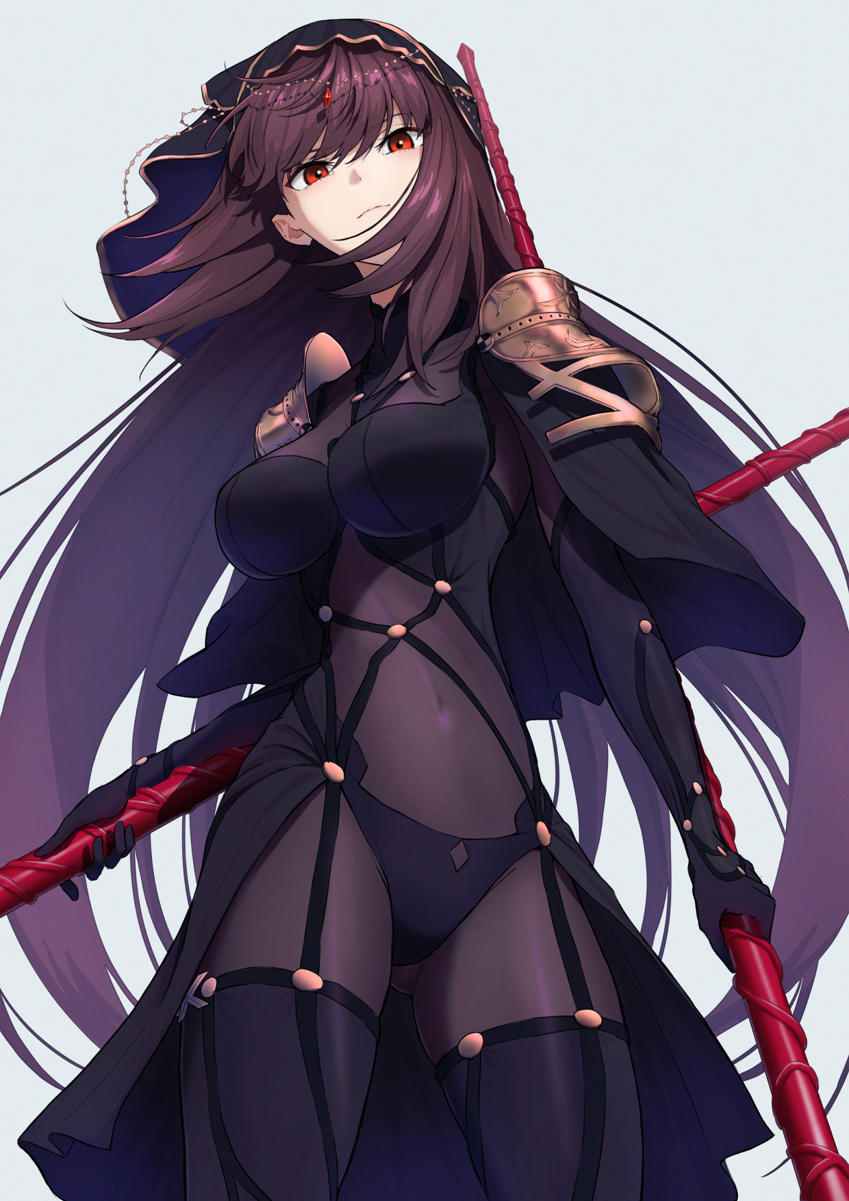 Anime Anime Girls Long Hair Purple Hair Spear Fate Series Fate Grand Order Scathach Artwork Digital  1240x1754