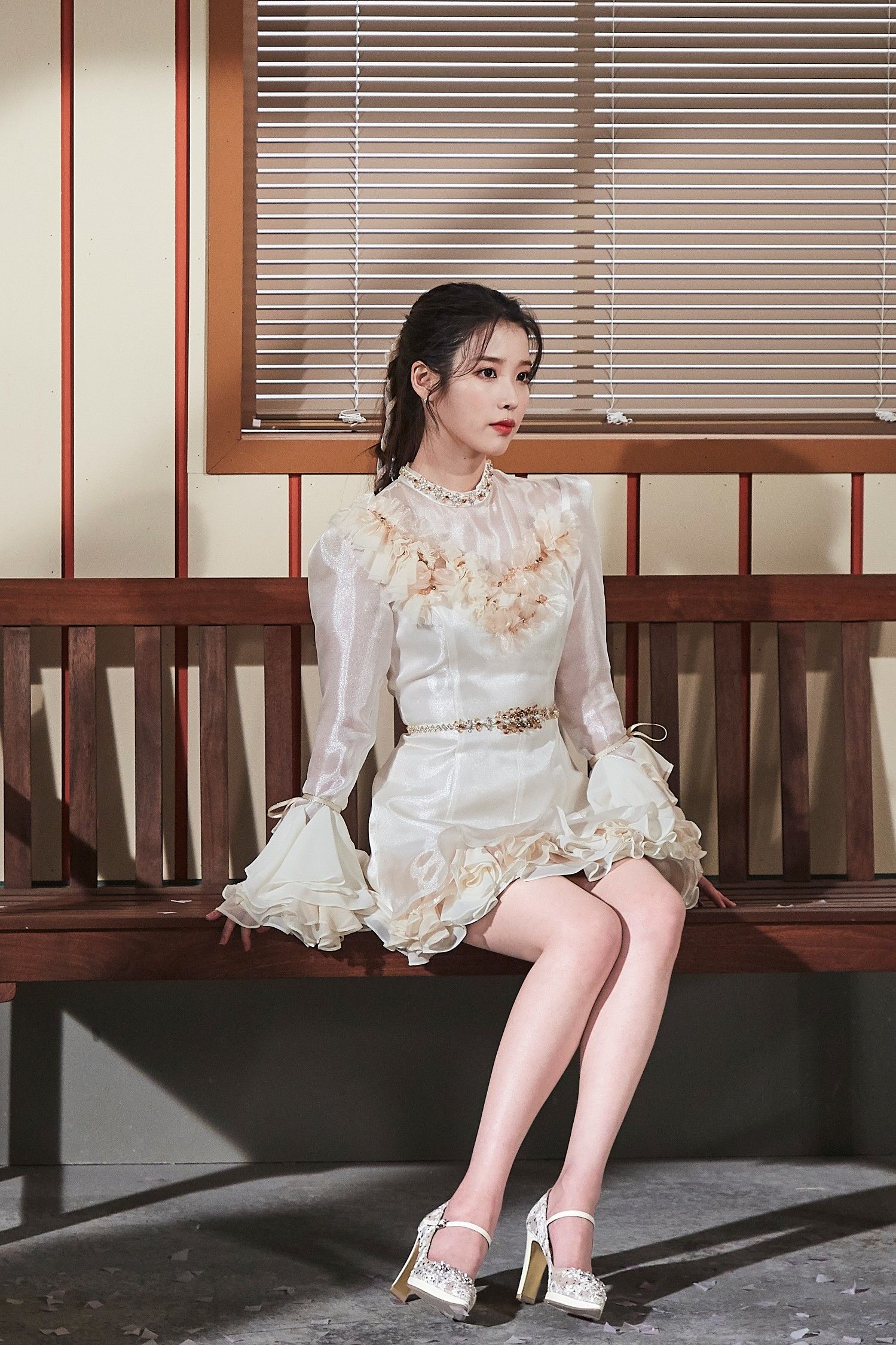 IU Portrait Asian Korean K Pop High Heels Dress 1499x2250