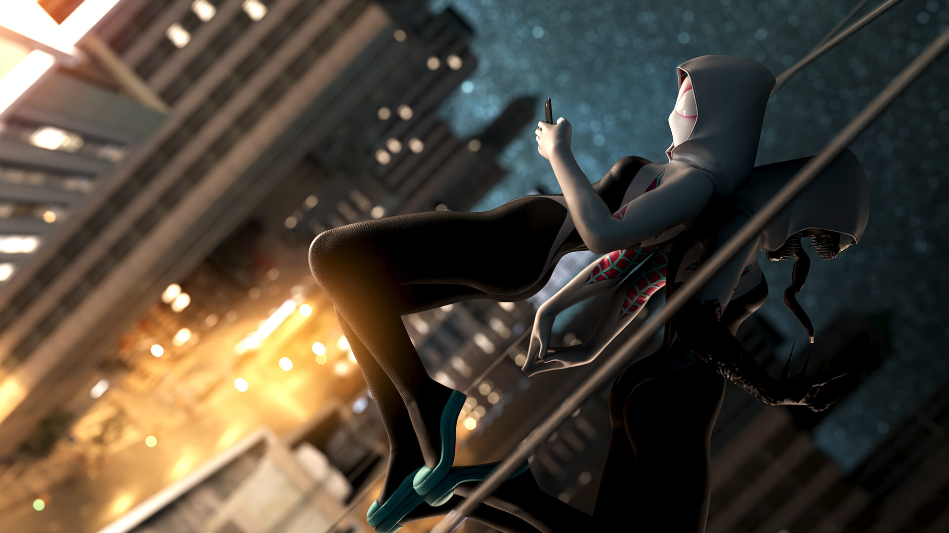Ithius Eiros Spider Gwen City Night Comic Art Gwen Stacy Marvel Comics Ghost Spider Spider Girl Wome 1920x1080