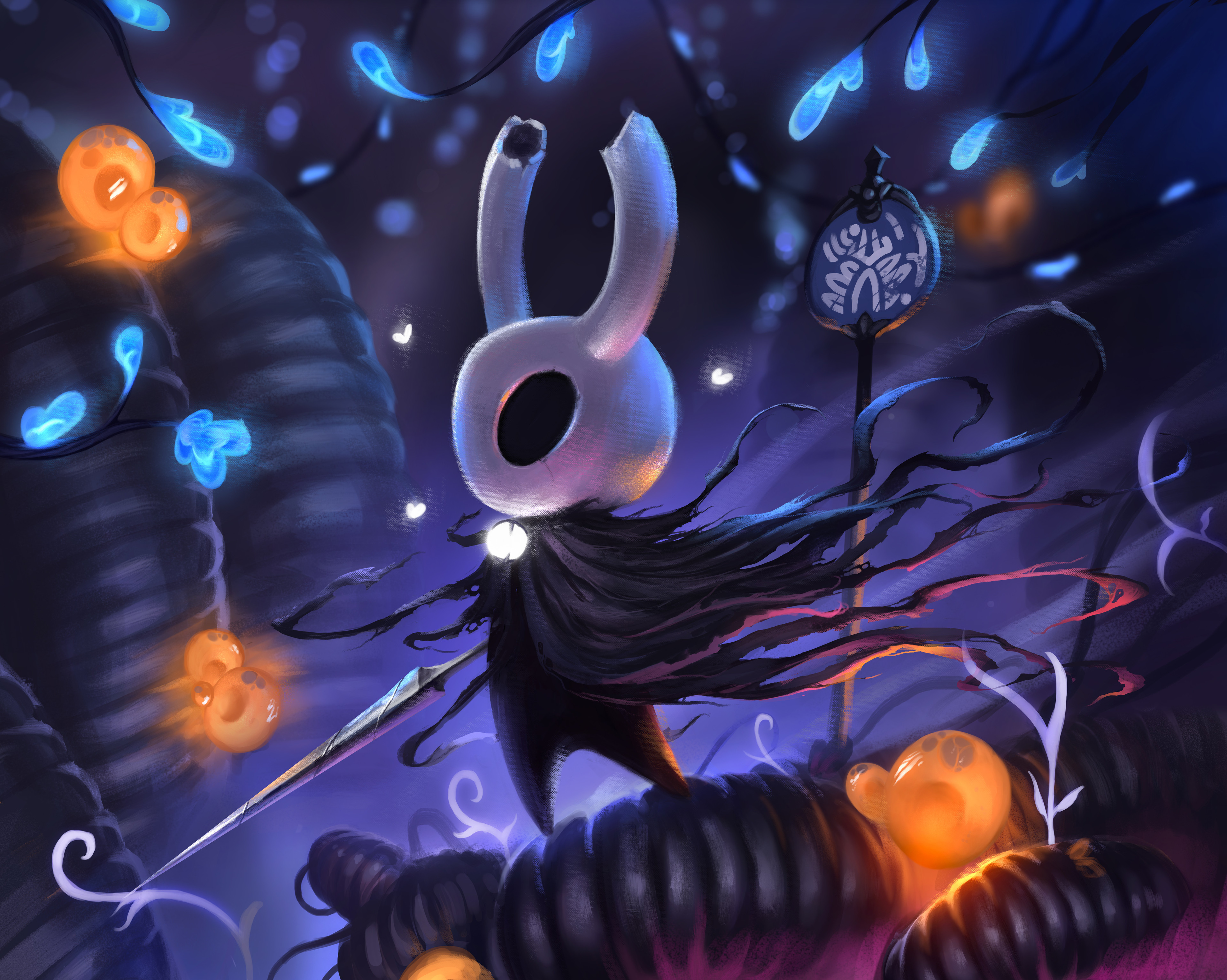 Hollow Knight Caio Santos Video Game Art Video Games Fantasy Art Artwork Sword 3840x3067