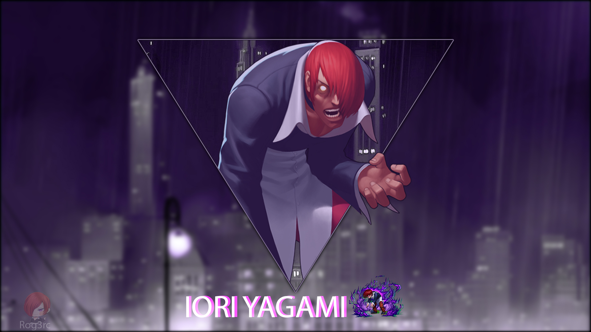 Iori Yagami King Of Fighters Anime Boys Purple Background 1920x1080