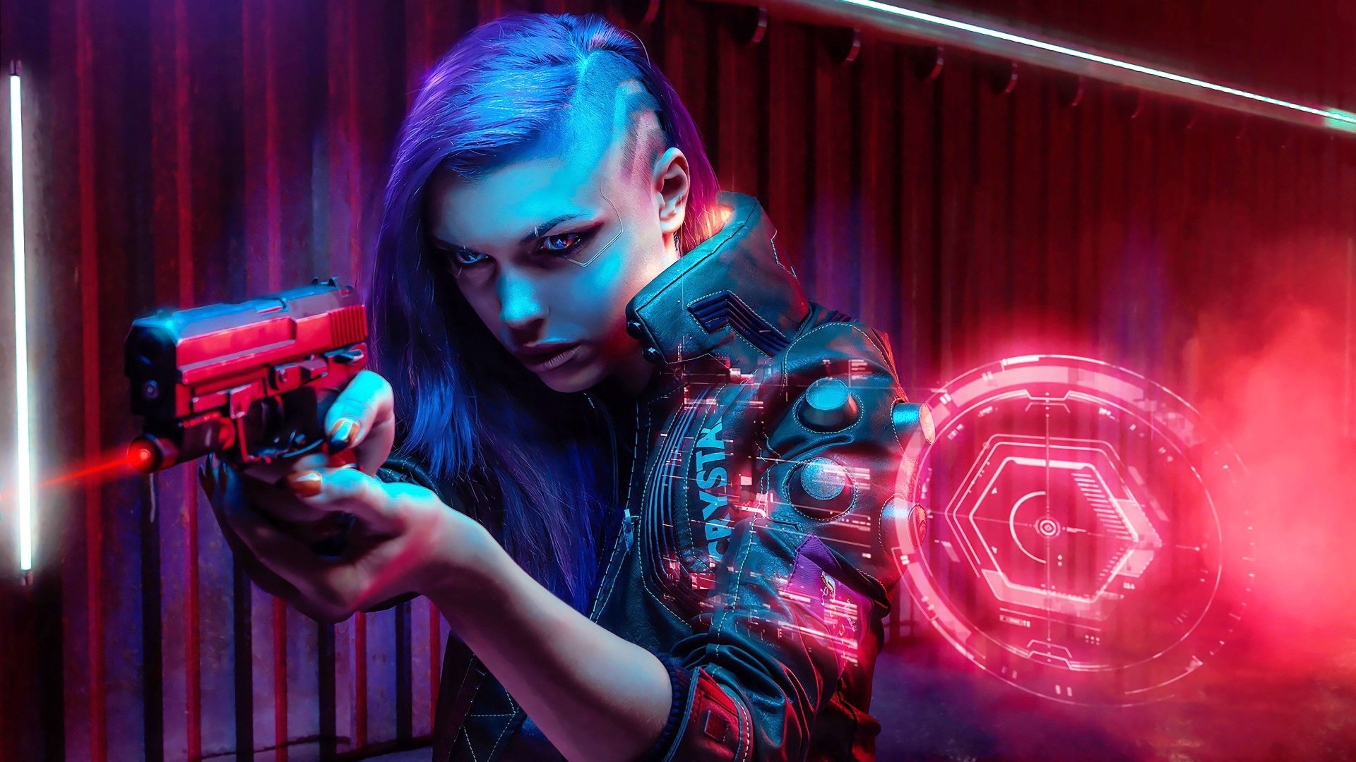 Cyberpunk Cyberpunk 2077 Woman With Gun Wallpaper Resolution1920x1080 Id1206222 9449