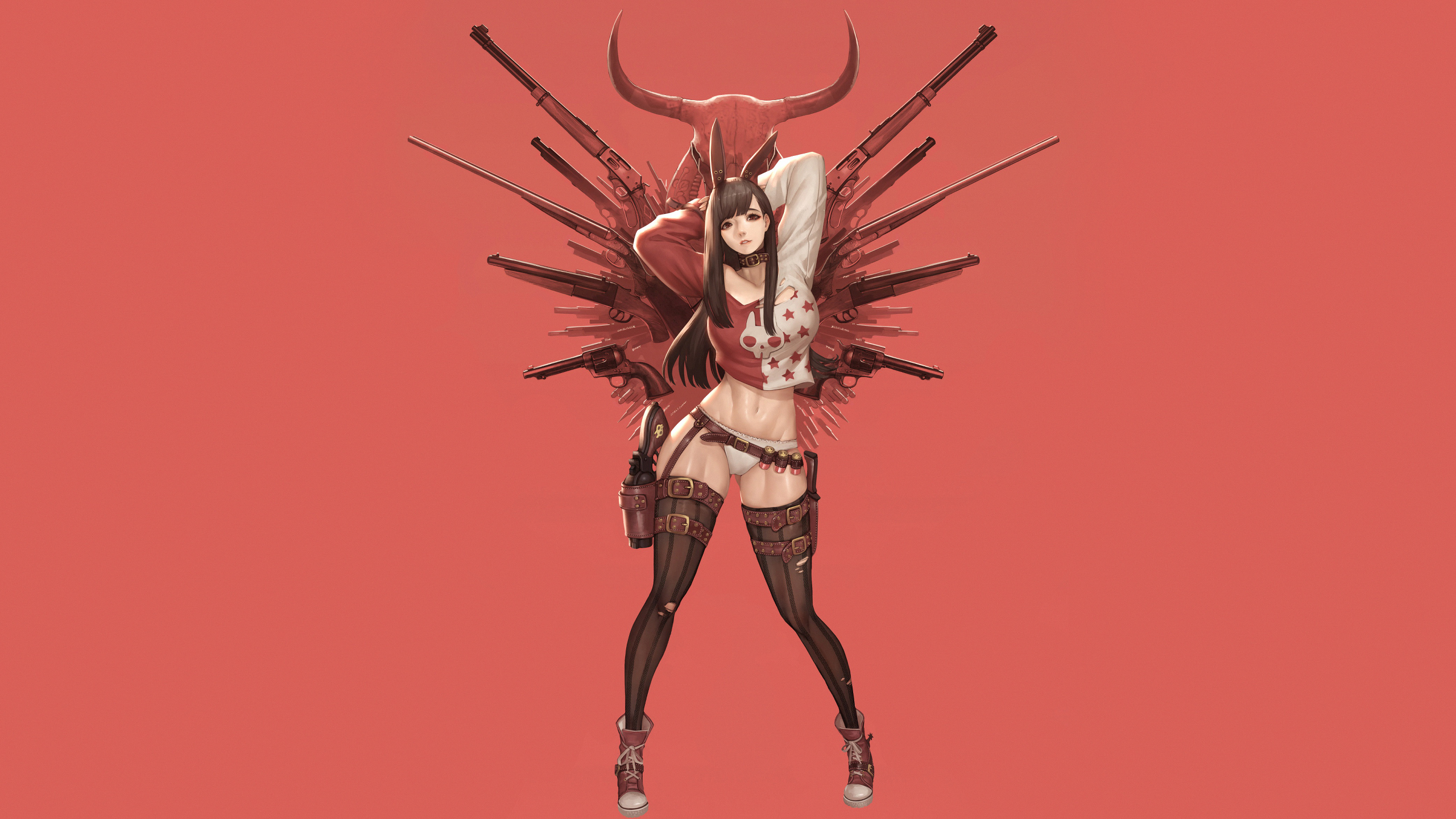 Anime Gun Bunny Girl Revolver 2560x1440