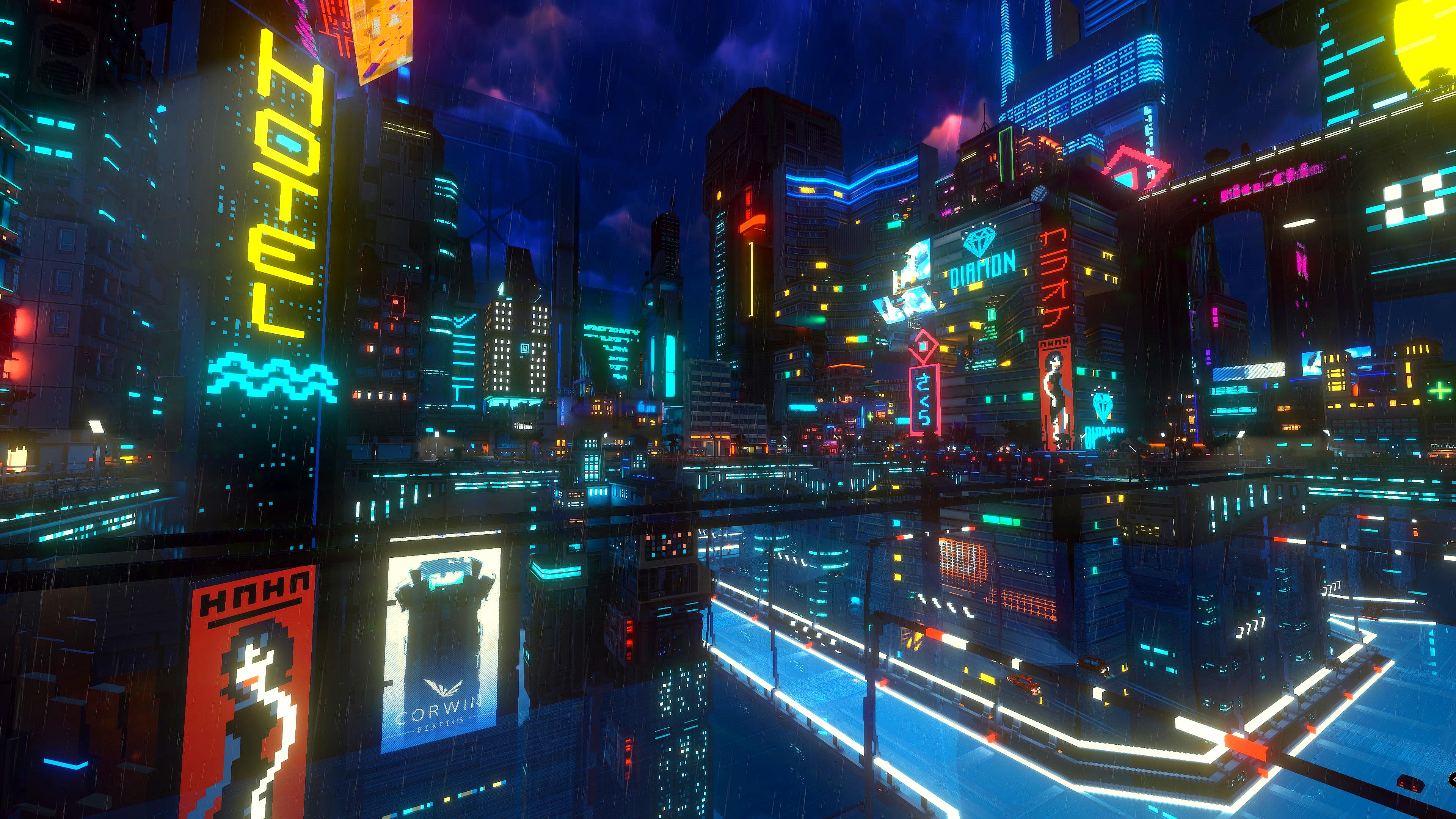 Cloudpunk Cyberpunk Night Rain City Neon Wallpaper - Resolution:3840x2160 -  ID:1271096 