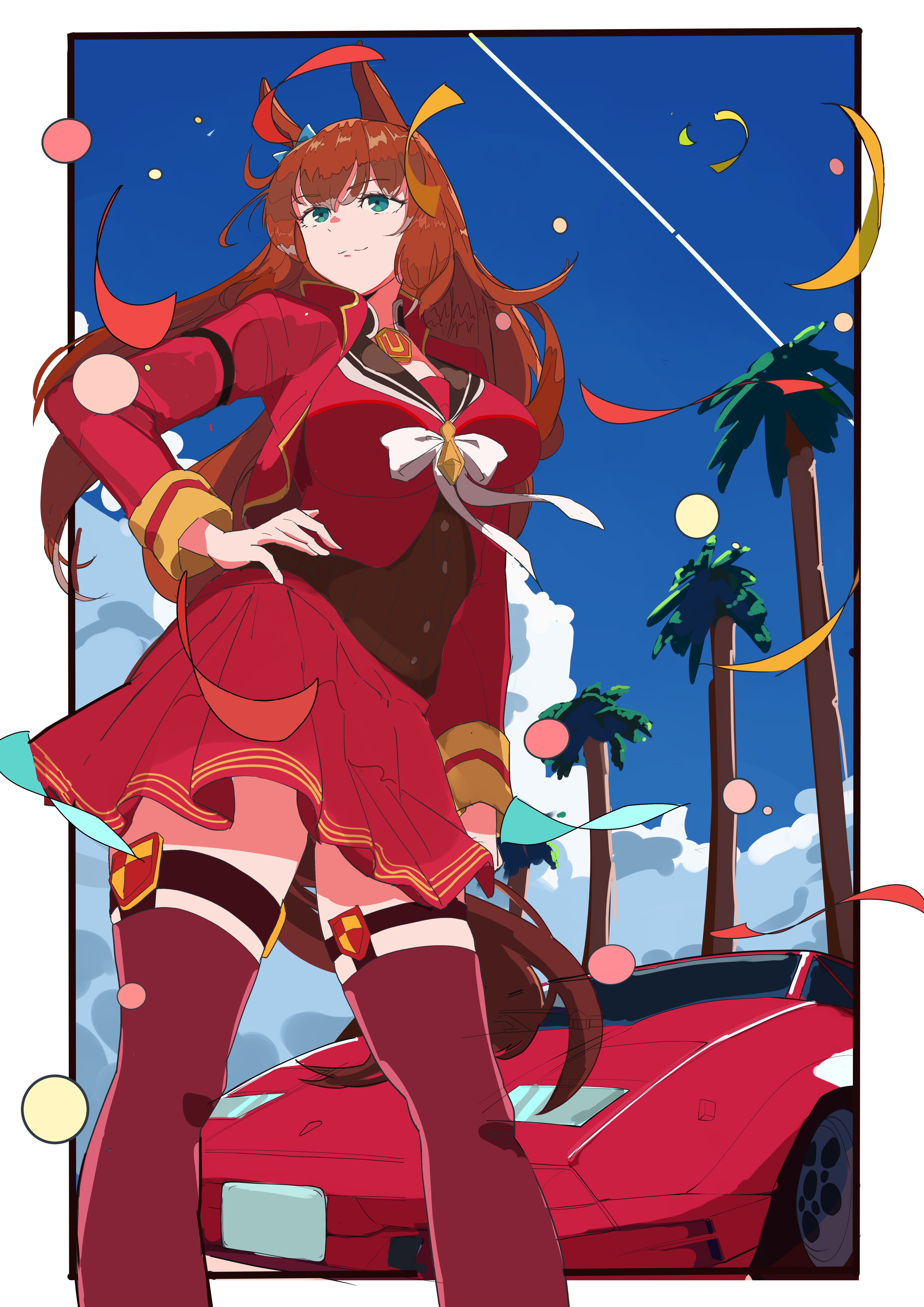 Maruzensky Uma Musume Long Hair Redhead Horse Girls Animal Eyes Uma Musume Pretty Derby Anime Anime  4961x7016