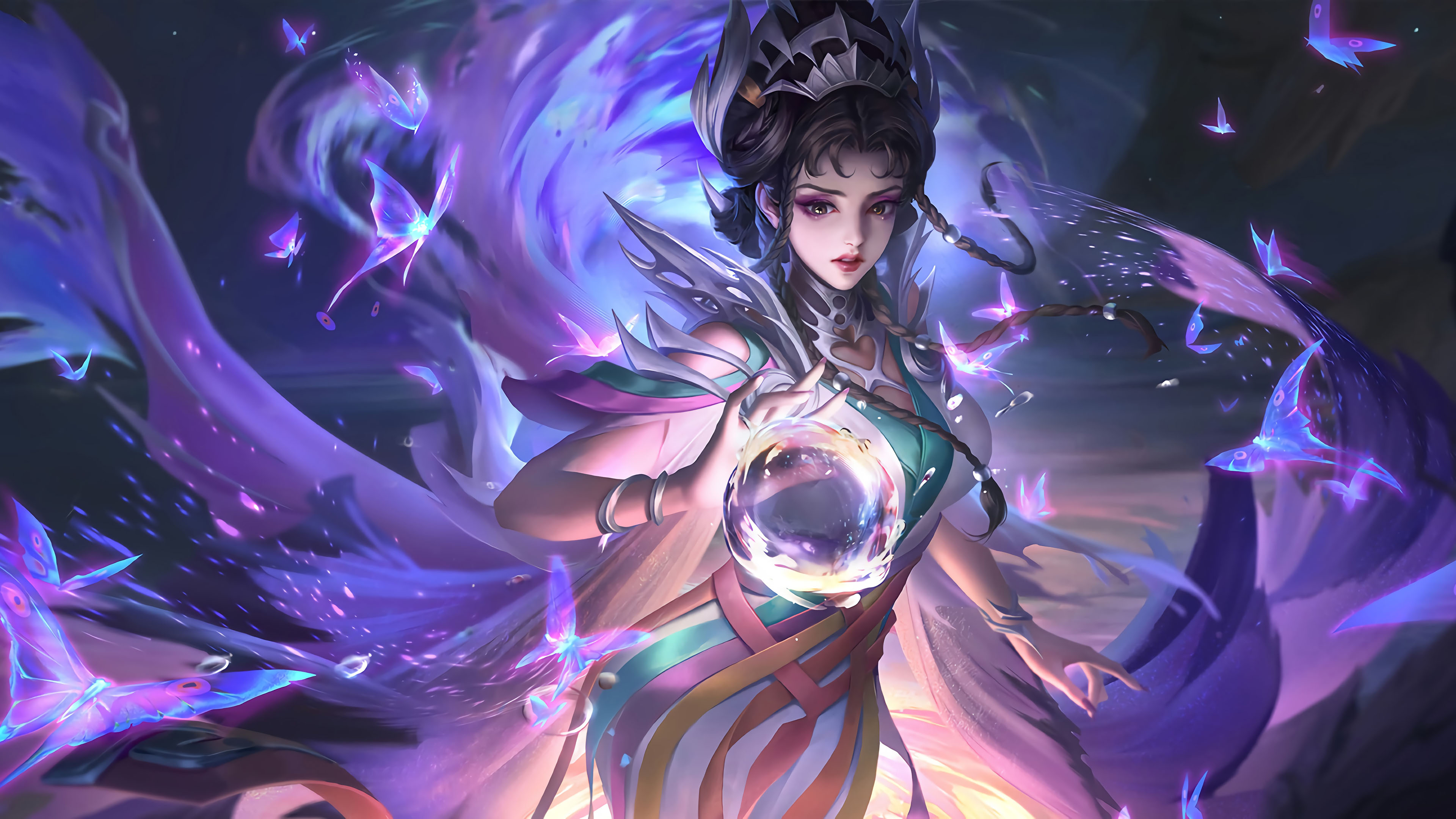 Women Fantasy Art Fantasy Girl Dark Hair Magic Dress 3840x2160