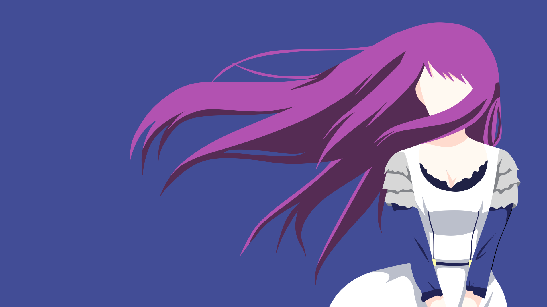 Rize Kamishiro Minimalist Girl Dress White Dress Long Hair Purple Hair 1920x1080