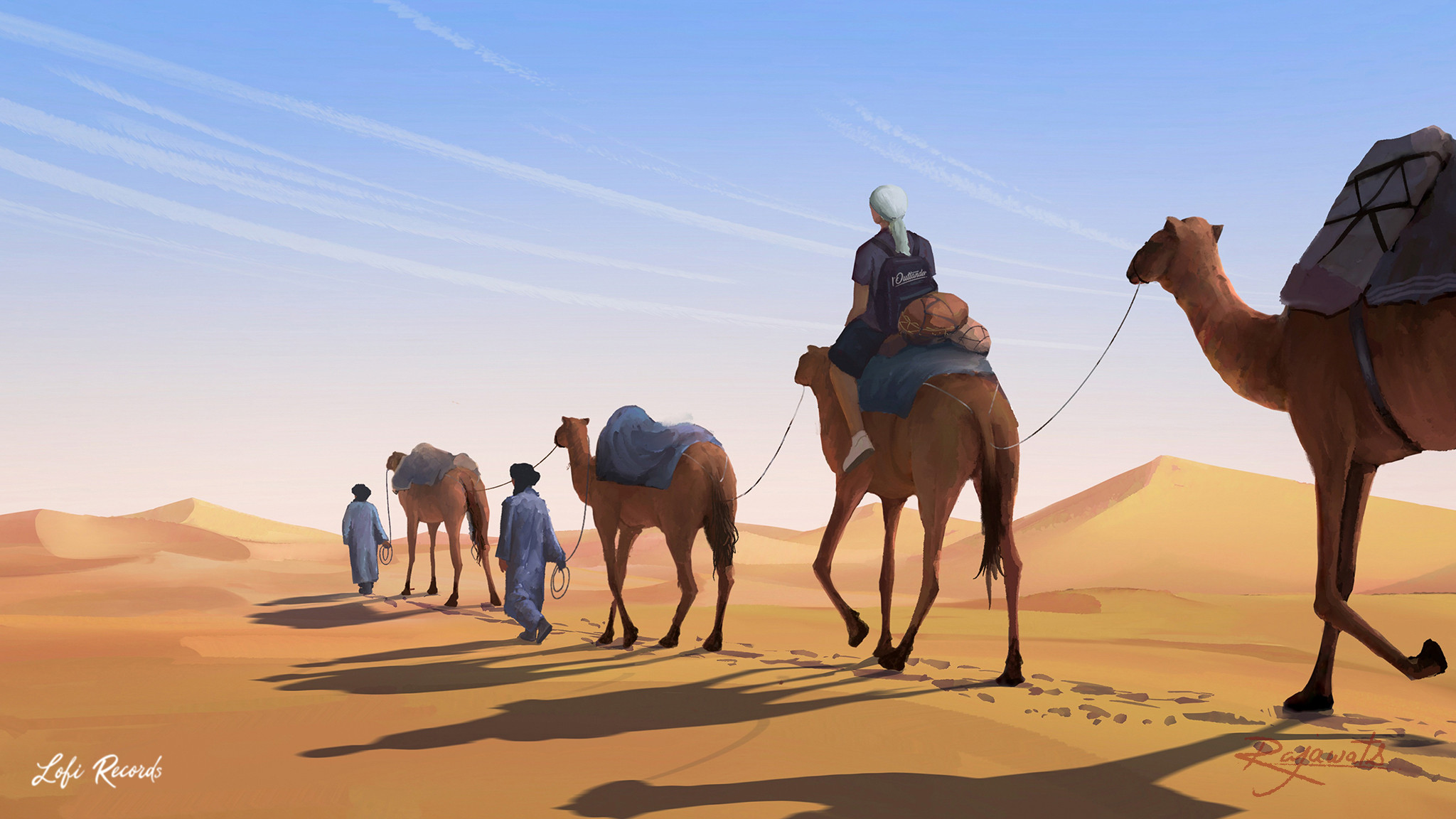 Digital Painting Camels Sahara Surendra Rajawat 2048x1152