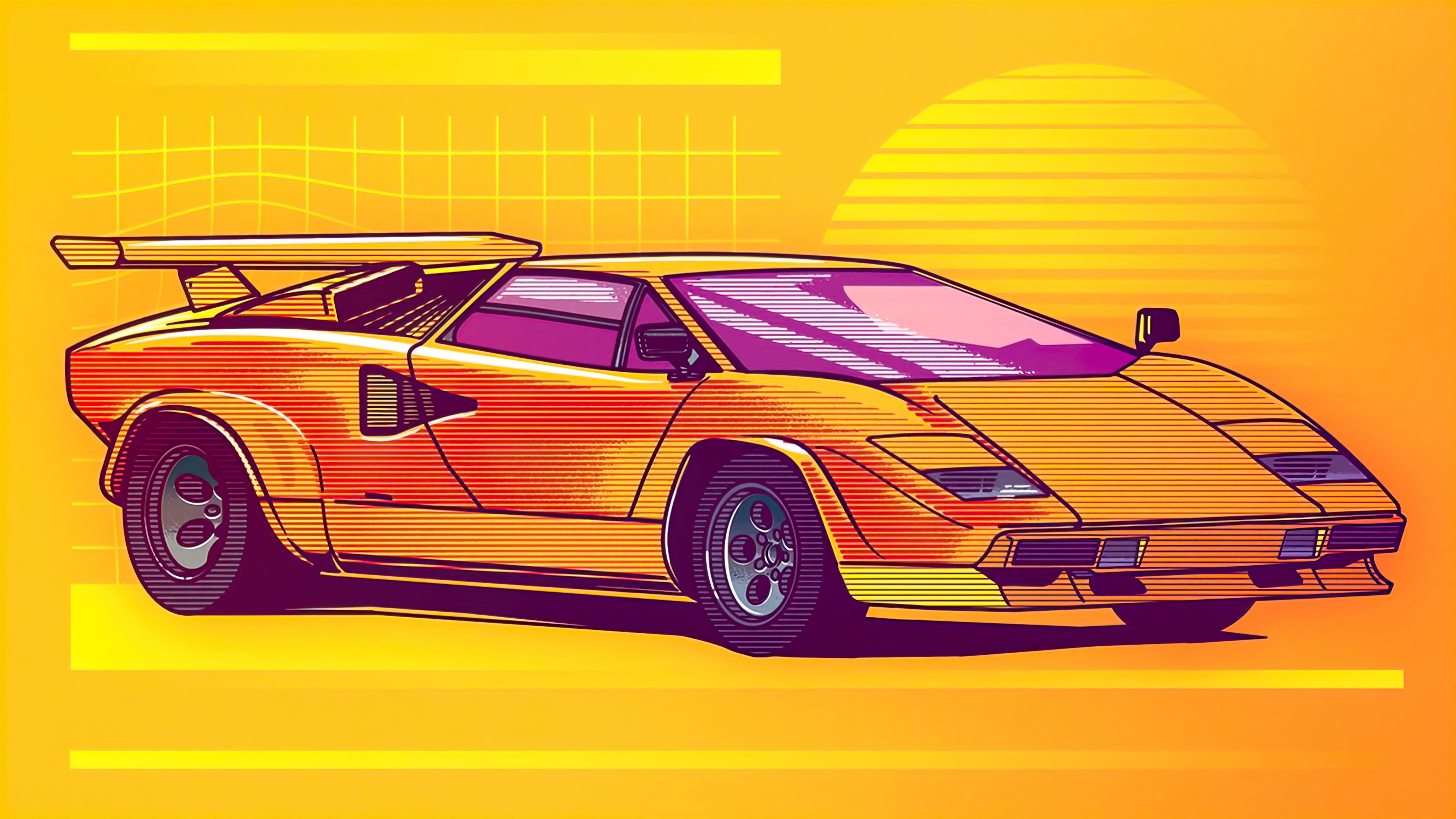 Lamborghini Countach Car Yellow Cars Artwork Wallpaper -  Resolution:3840x2160 - ID:1296304 