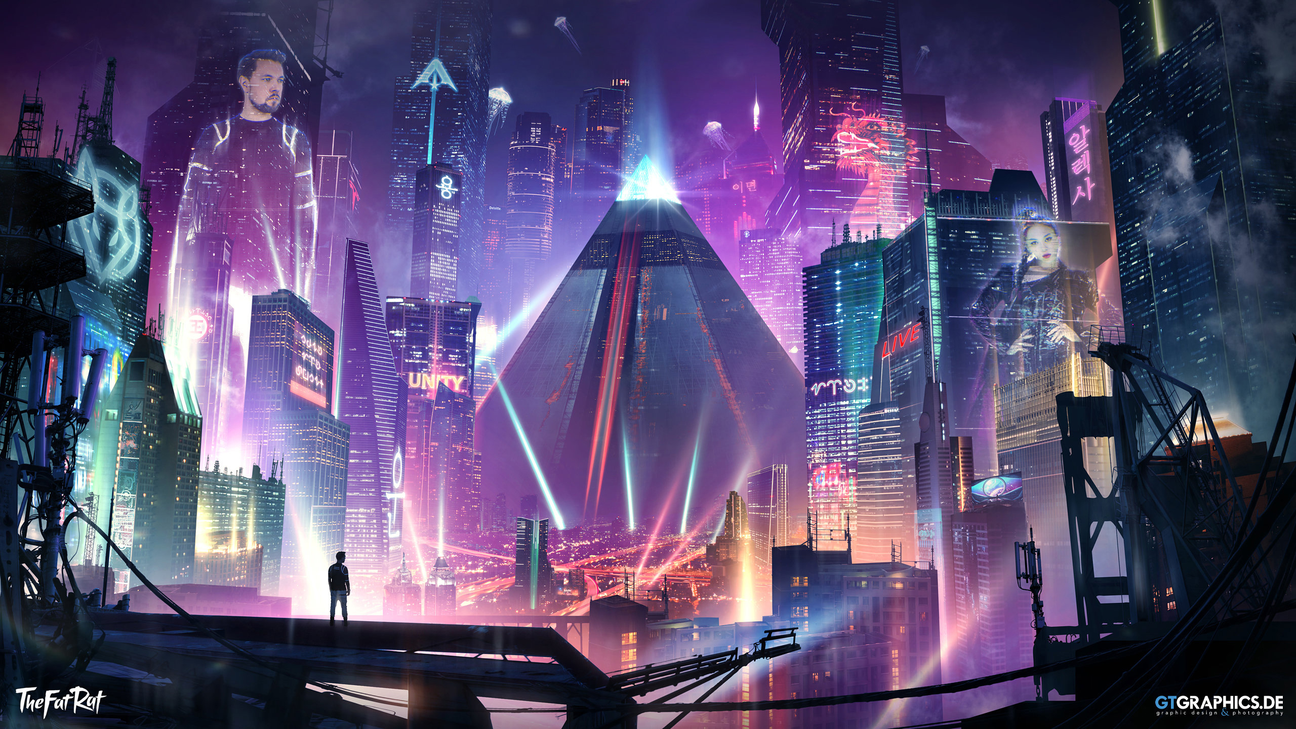 Taenaron Science Fiction Futuristic Futuristic City TheFatRat 2560x1440