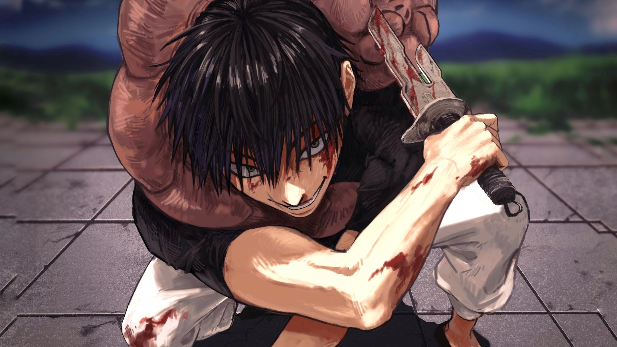 Fushiguro Toji Demon Anime Boys Black Shirt 2163x1216