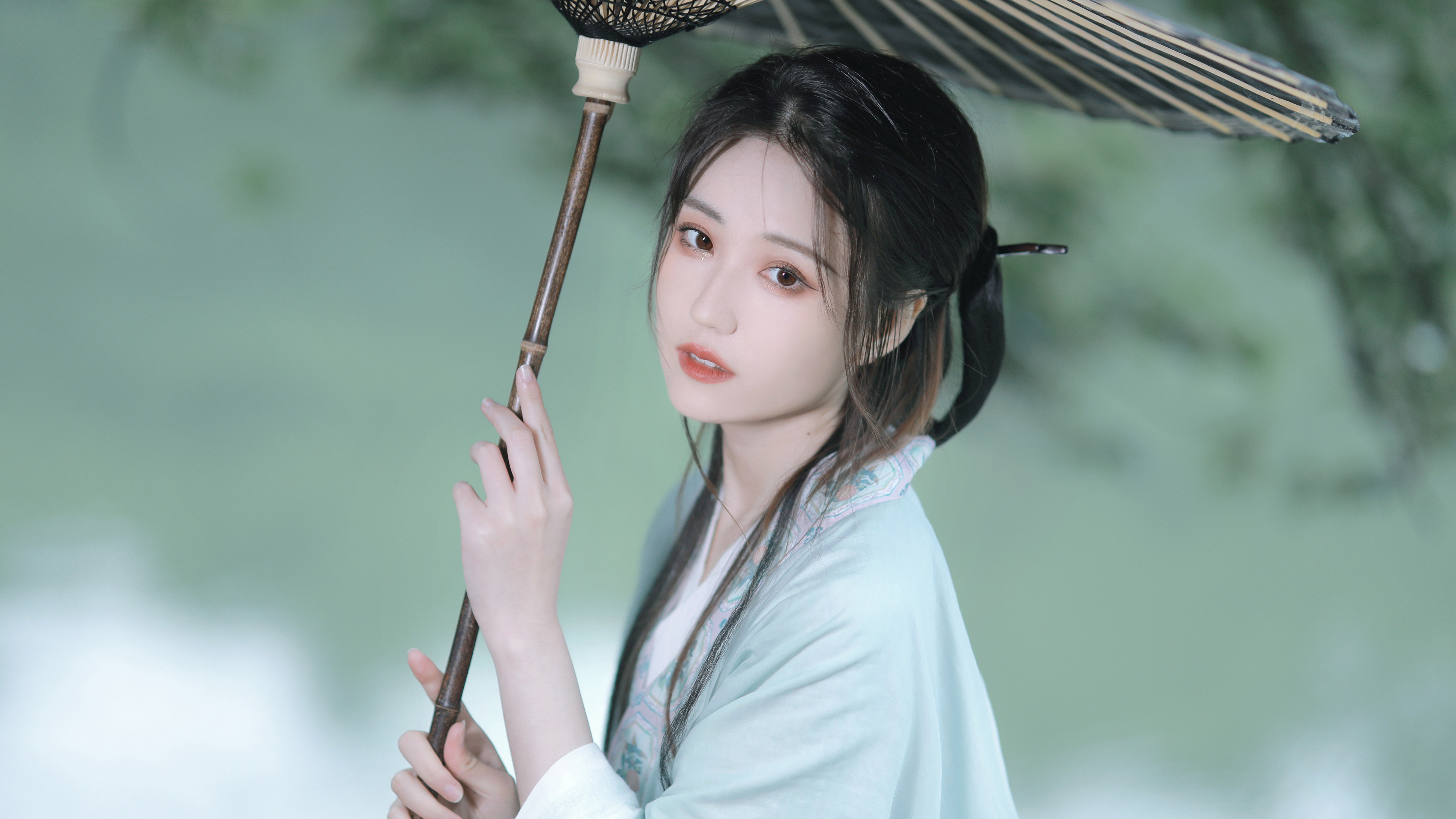 Women Asian Chinese Dress Umbrella 3840x2160