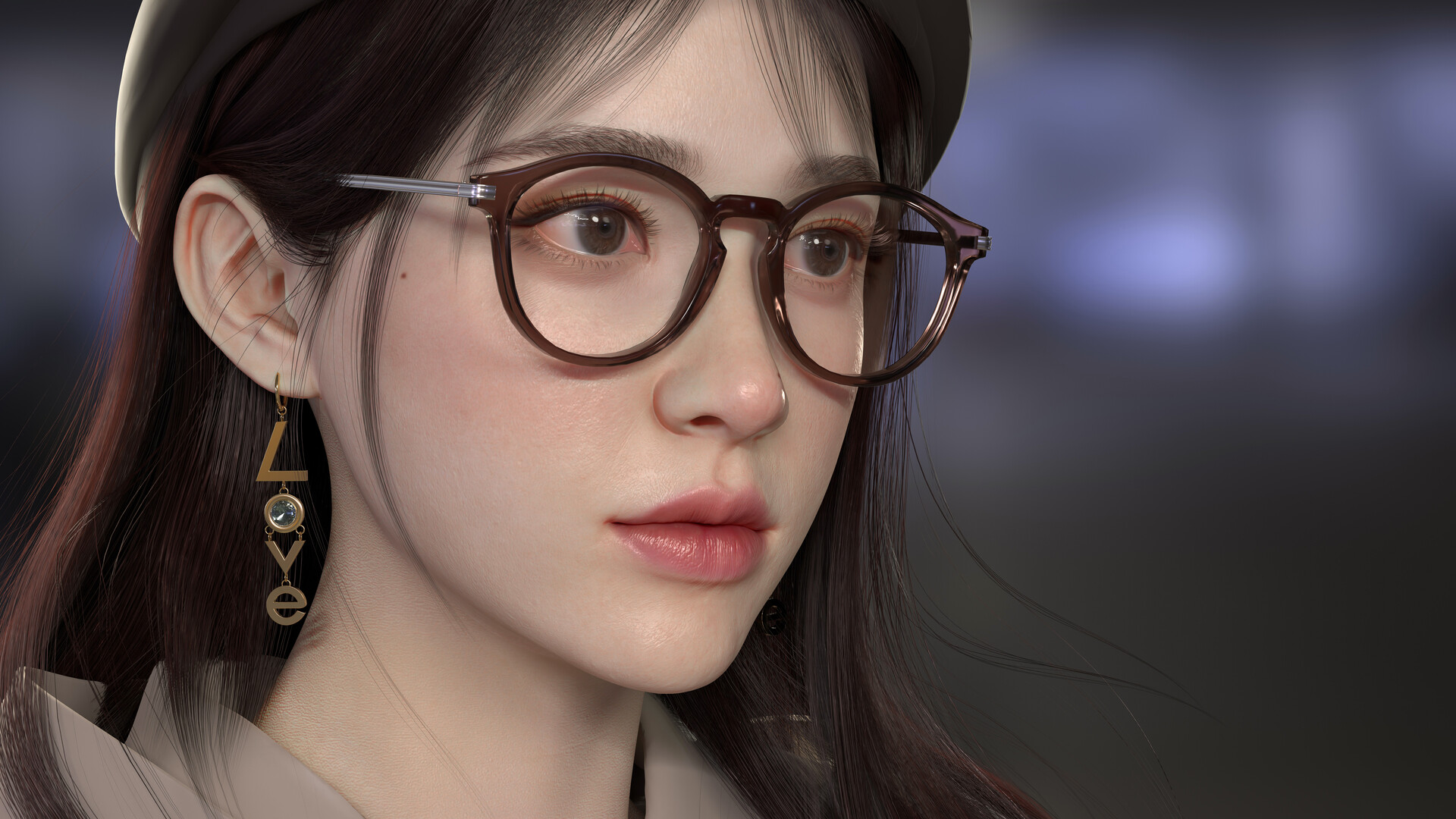 Artwork Digital Art Women Face Glasses Women With Glasses Closeup 1920x1080