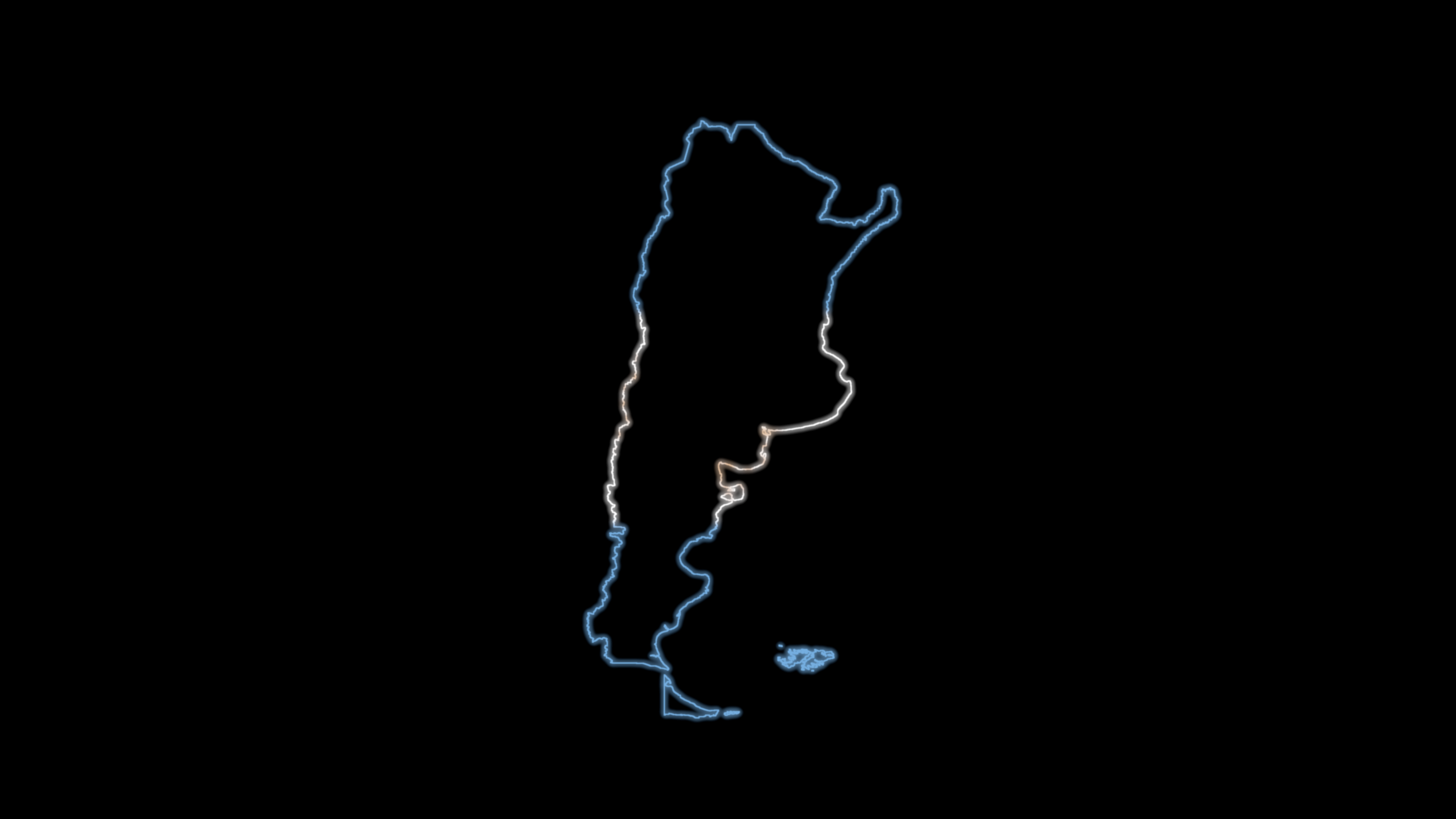 Argentina Minimalism Neon Outline Map Black Background 3840x2160