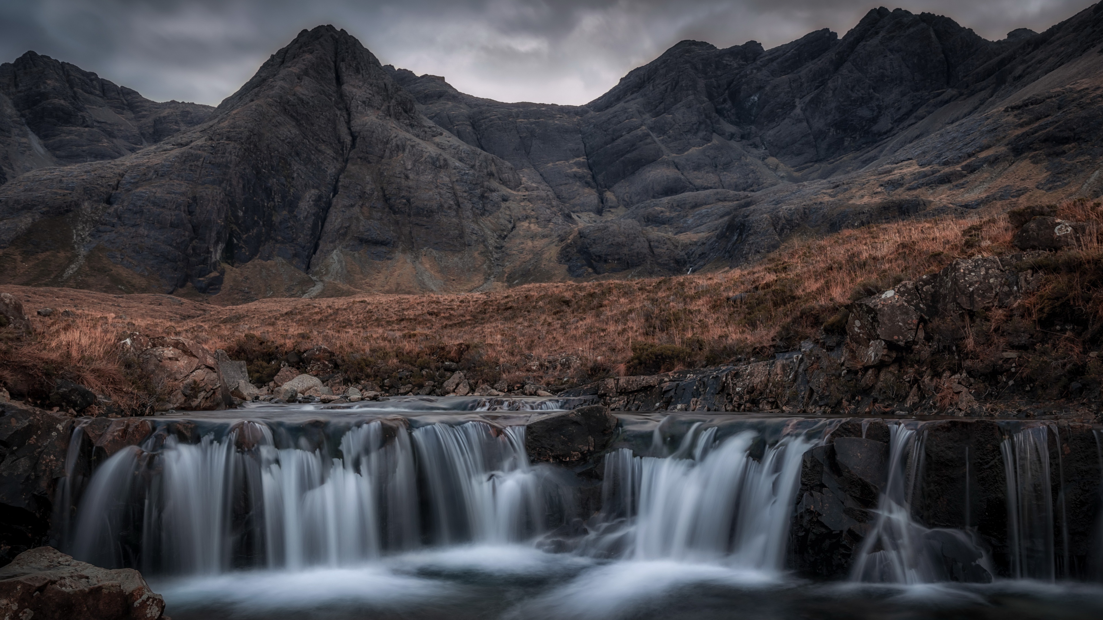 Mountains Nature Creeks Outdoors Waterfall 3840x2160