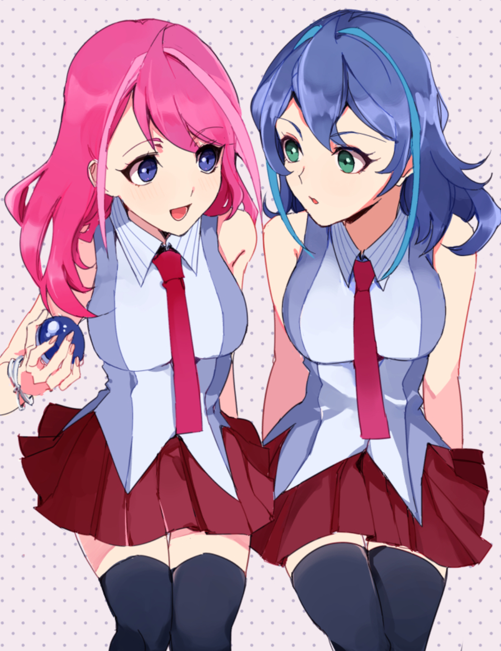 Anime Anime Girls Zettai Ryouiki School Uniform Yu Gi Oh Yu Gi Oh ARC V Twins Long Hair Pink Hair Bl 1000x1300