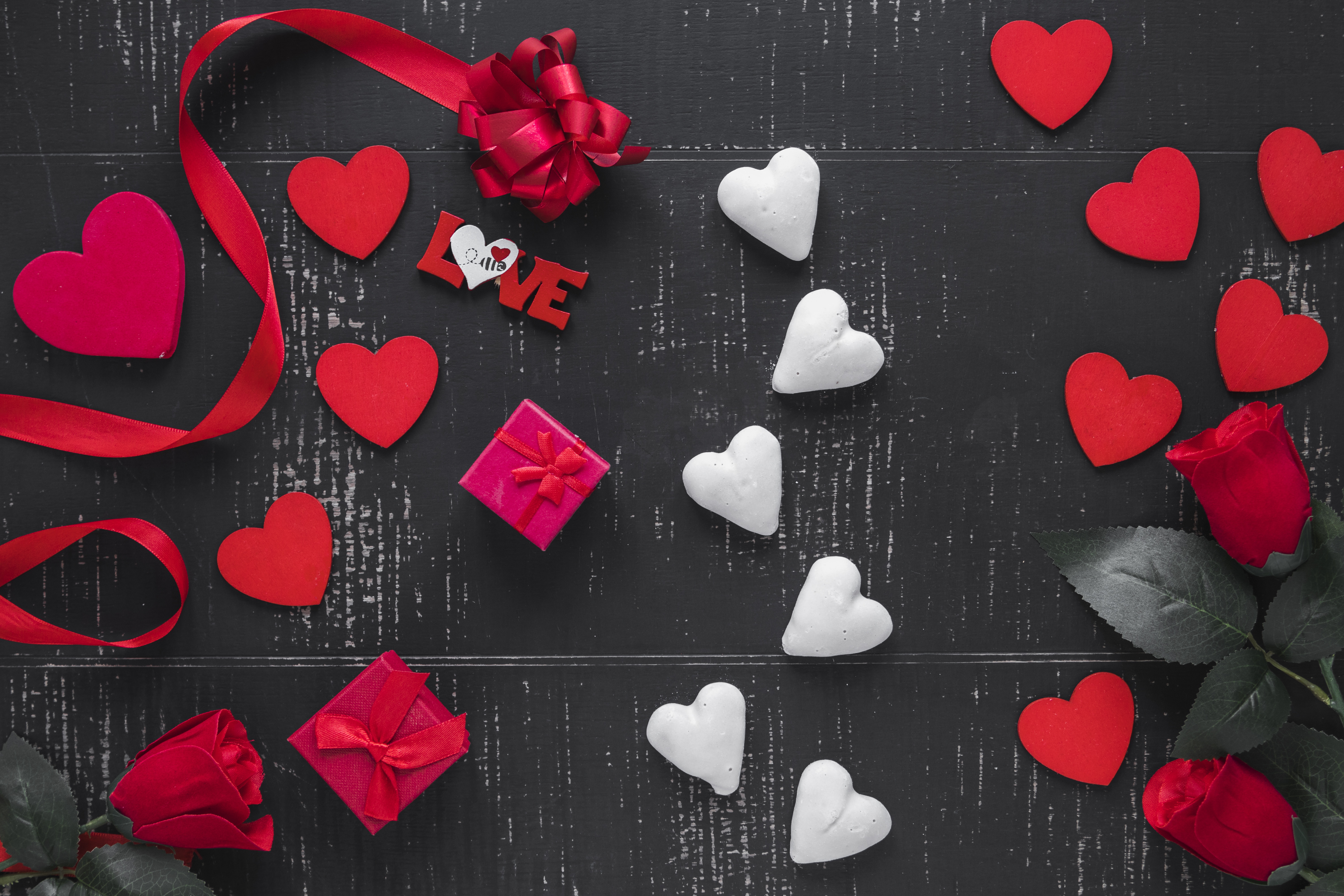 Gift Heart Ribbon Rose 6000x4000