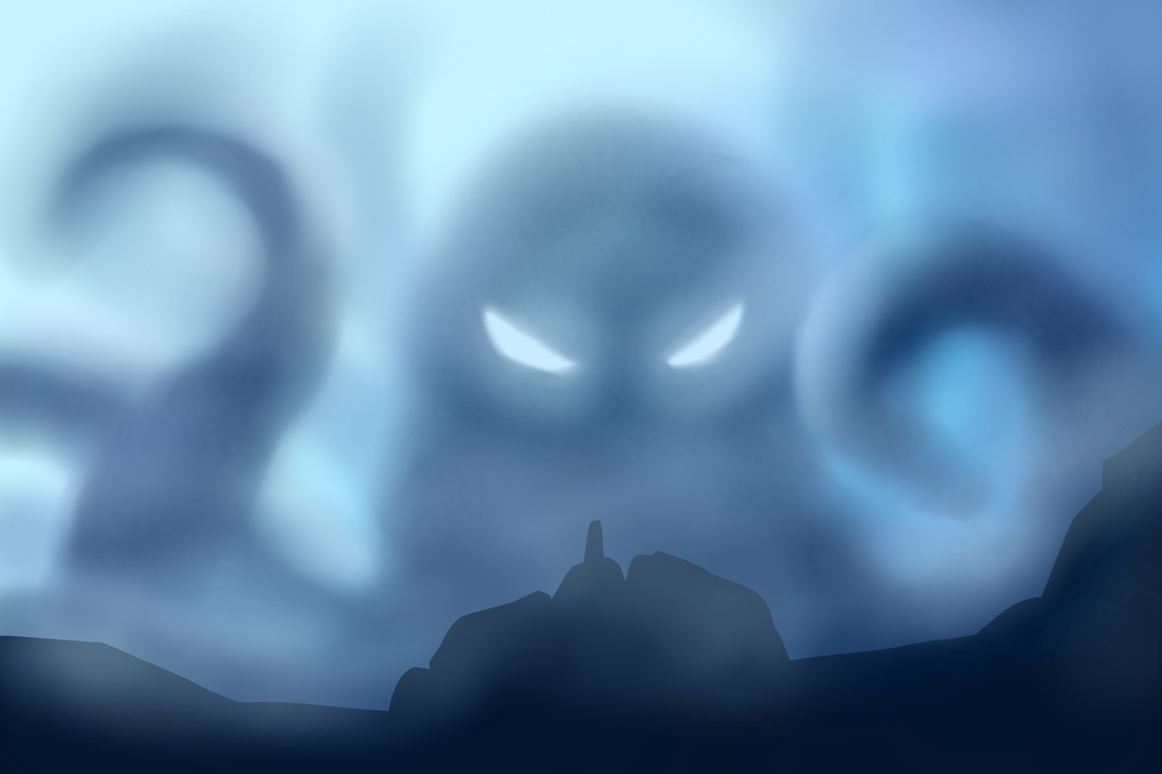 Octopus Storm Sea Cyan Tentacles Angry Sky 3840x2560