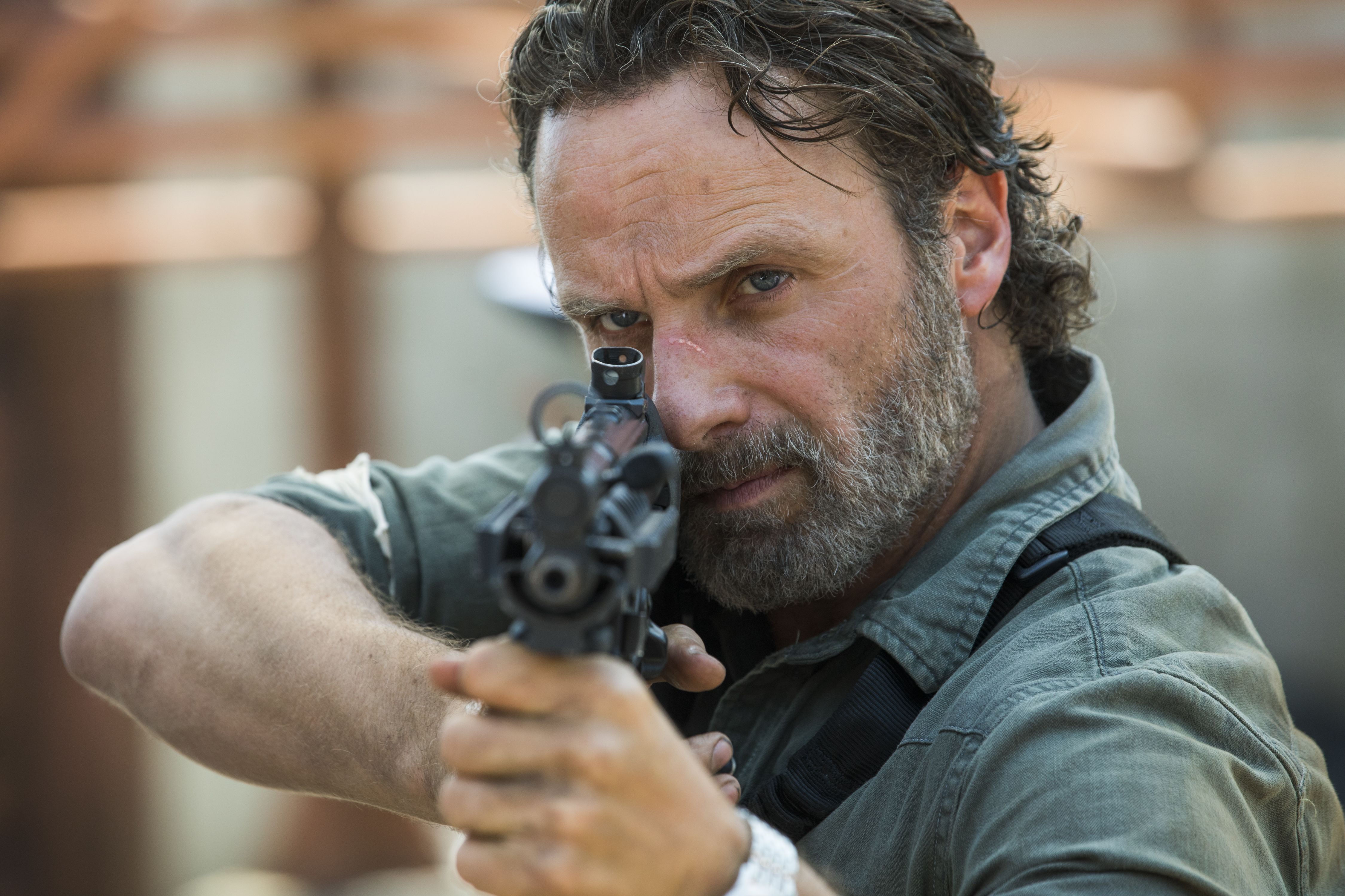 Rick Grimes TV Series SMG Gun Actor Celebrity Depth Of Field Beard Men Beards The Walking Dead Twd S 4500x3000