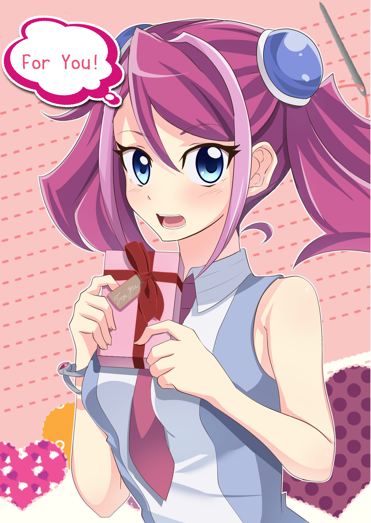 Anime Anime Girls Yu Gi Oh Yu Gi Oh ARC V Hiiragi Yuzu Twintails Pink Hair Chocolate Box Valentines  1242x1752