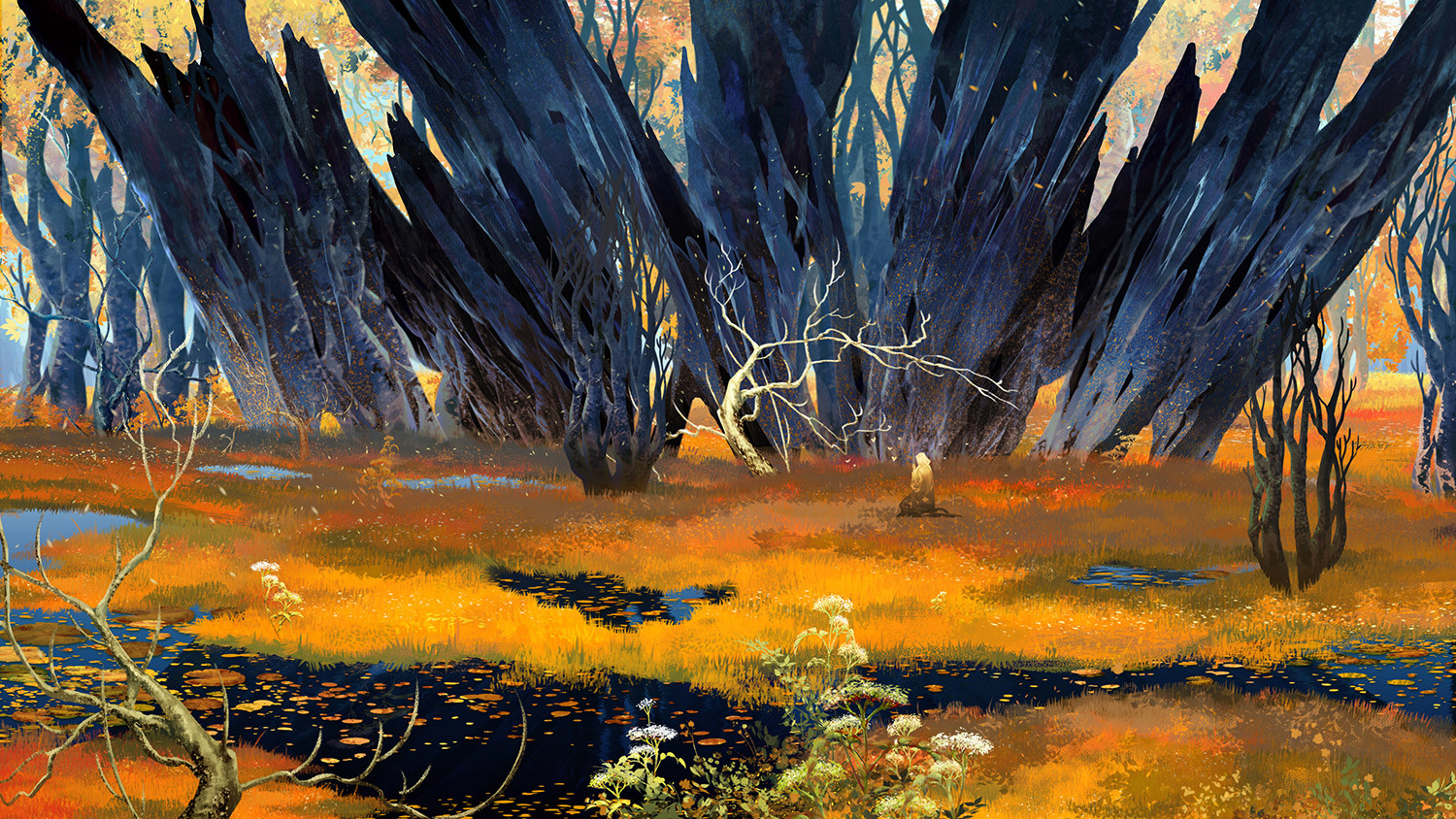 Watermother Jian Digital Art Fantasy Art Forest Trees Amber Fall Swamp 1500x844